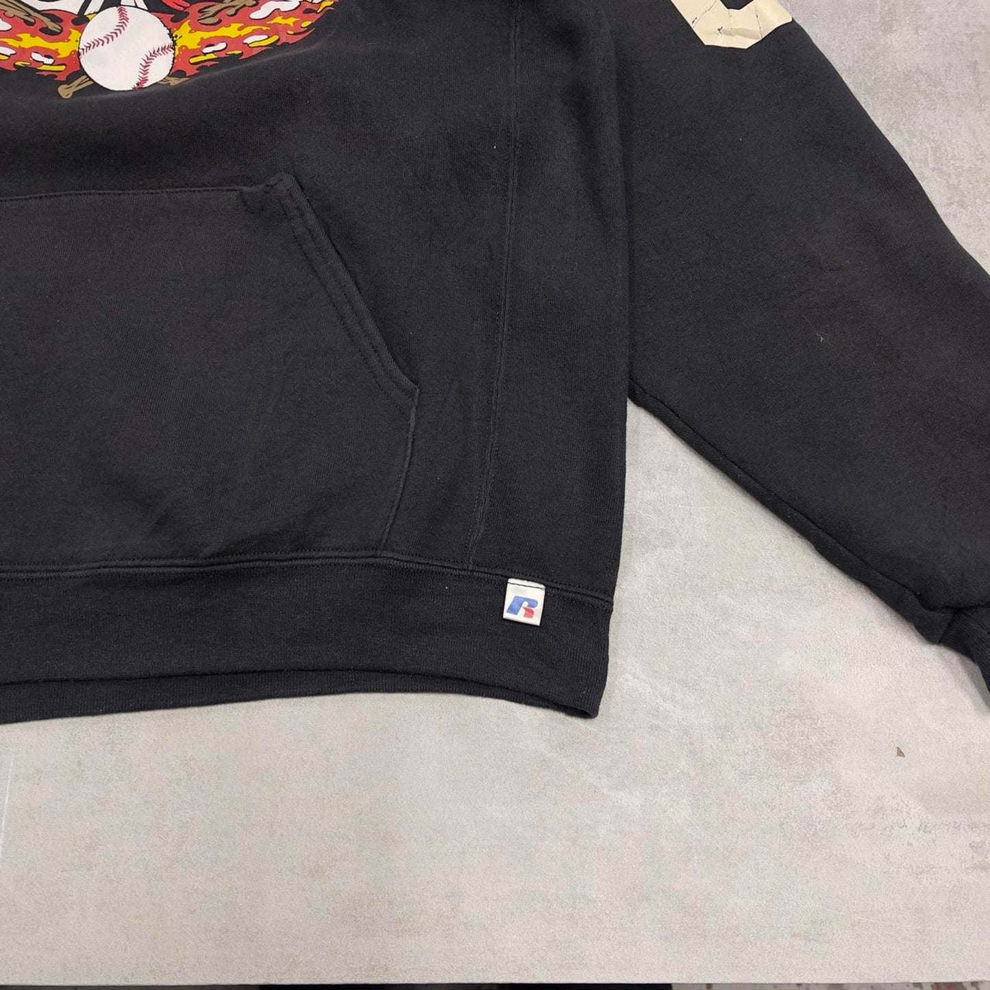 Black Russell Athletic hoodie Large Thick pullover jumper FURY baseball