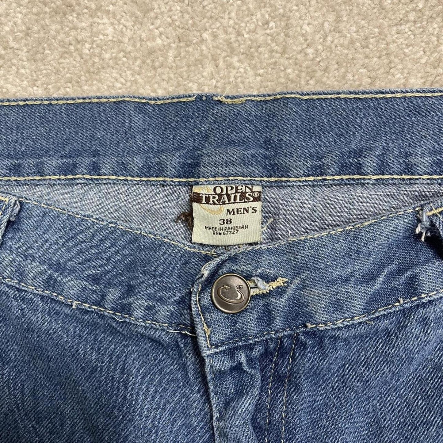 Baggy denim carpenter shorts cargo blue Open Trails skater style surf jorts