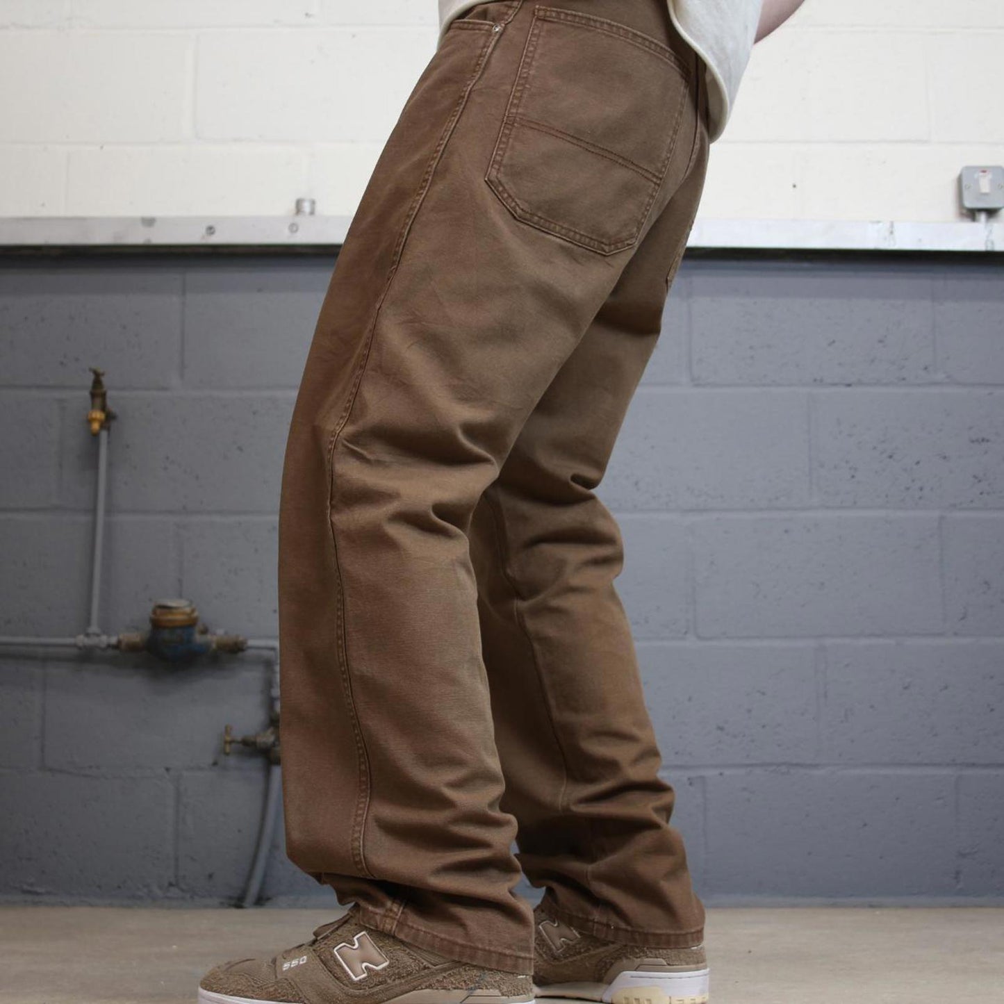 Baggy Dickies carpenter jeans W32L30 90s skate style brown thick canvas cargos