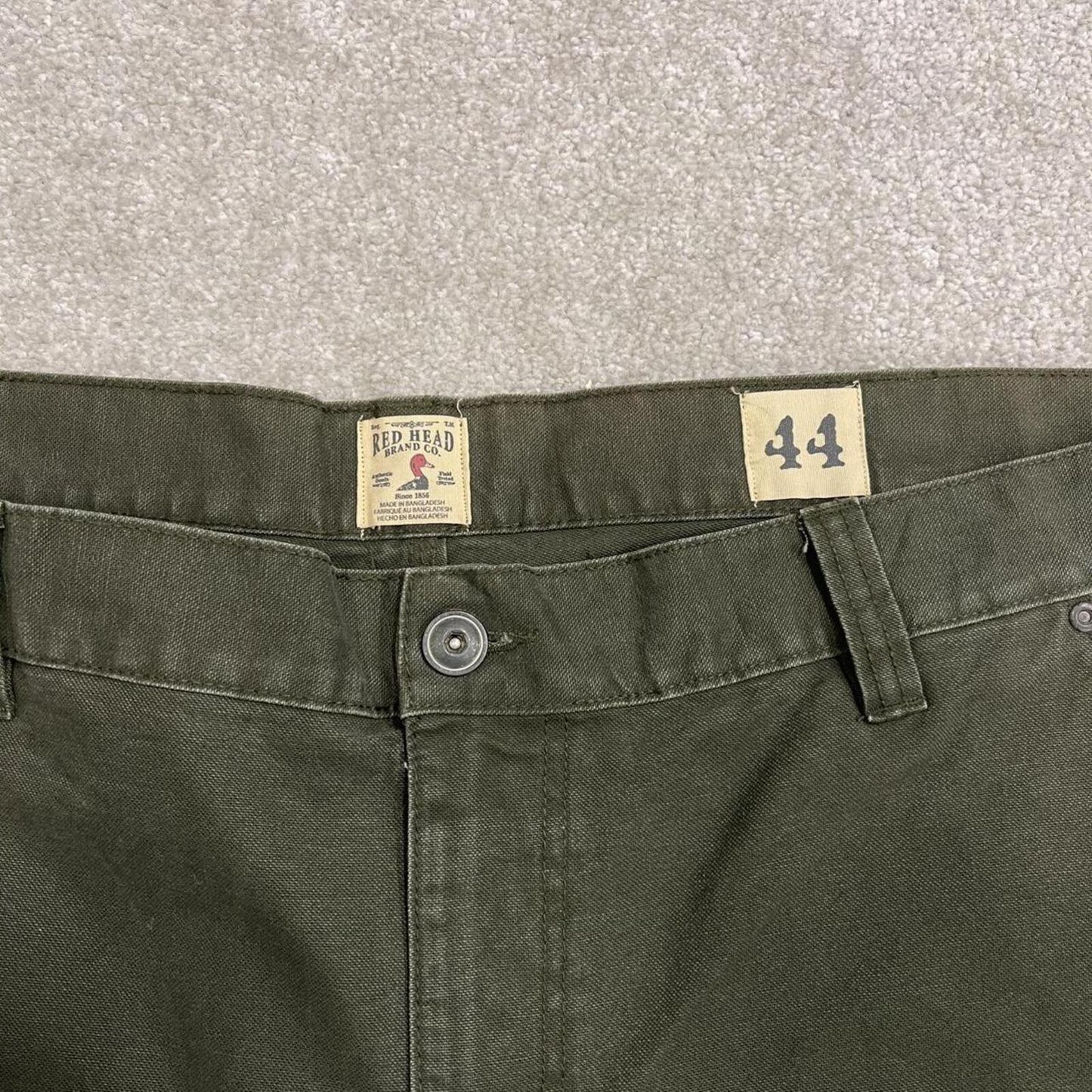 Baggy carpenter shorts canvas work green Red Head loose skate style summer festival jorts