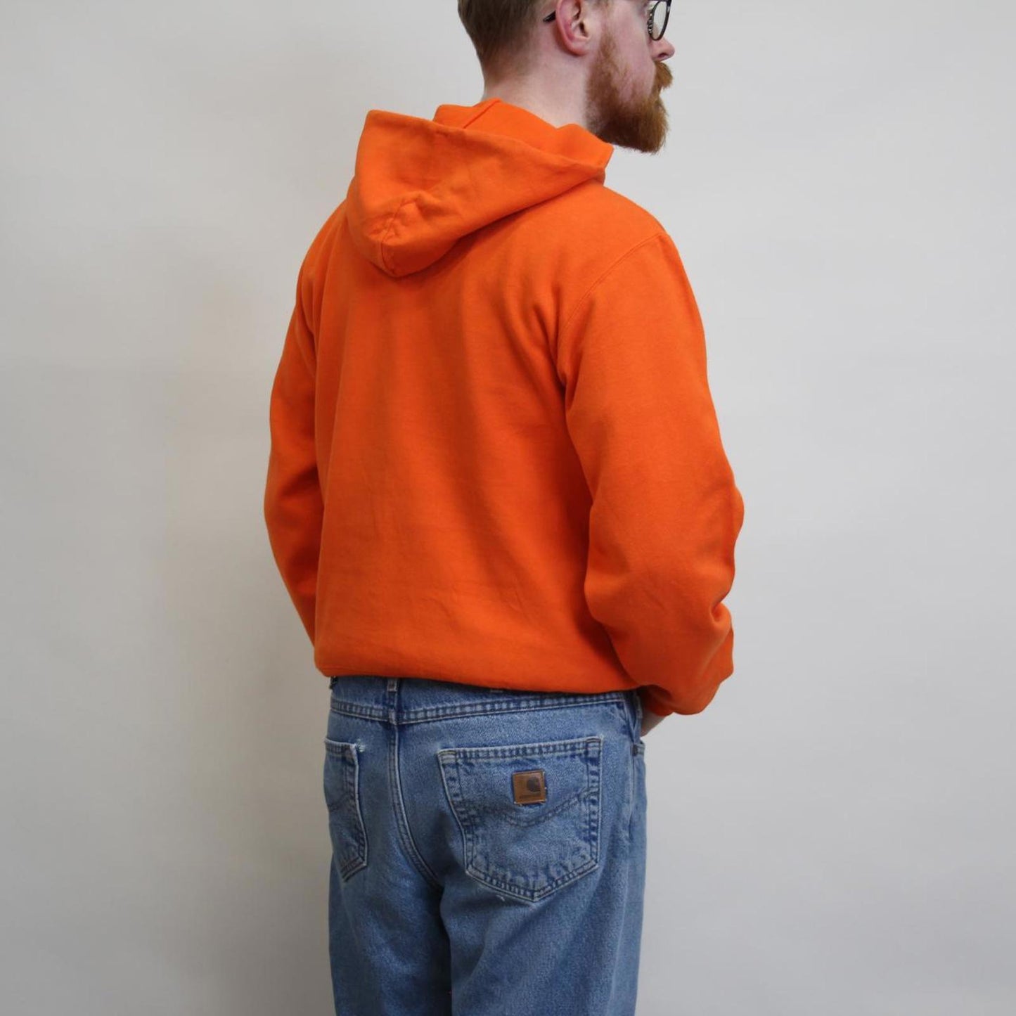 Orange Champion hoodie S y2k pullover boxy jumper print design