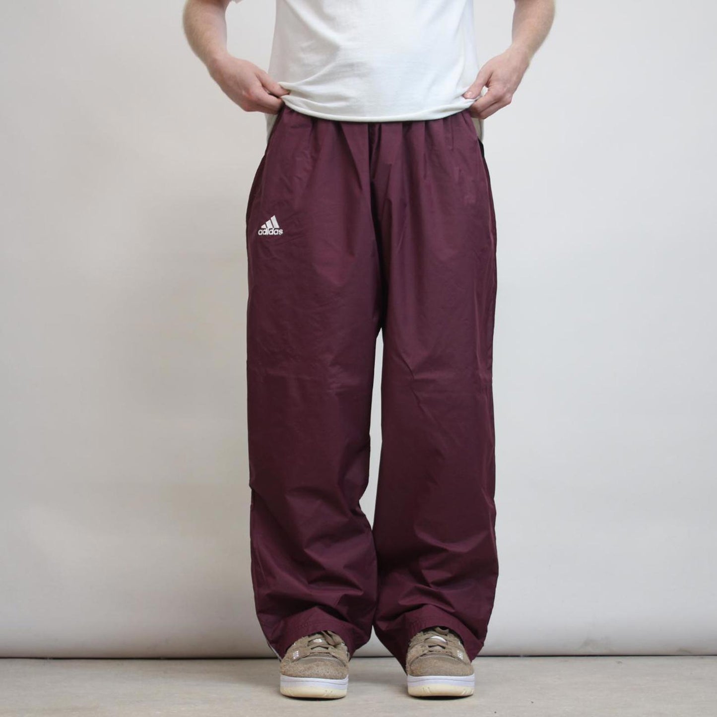 Baggy Adidas Trackies XL maroon loose floaty leg tracksuit bottoms