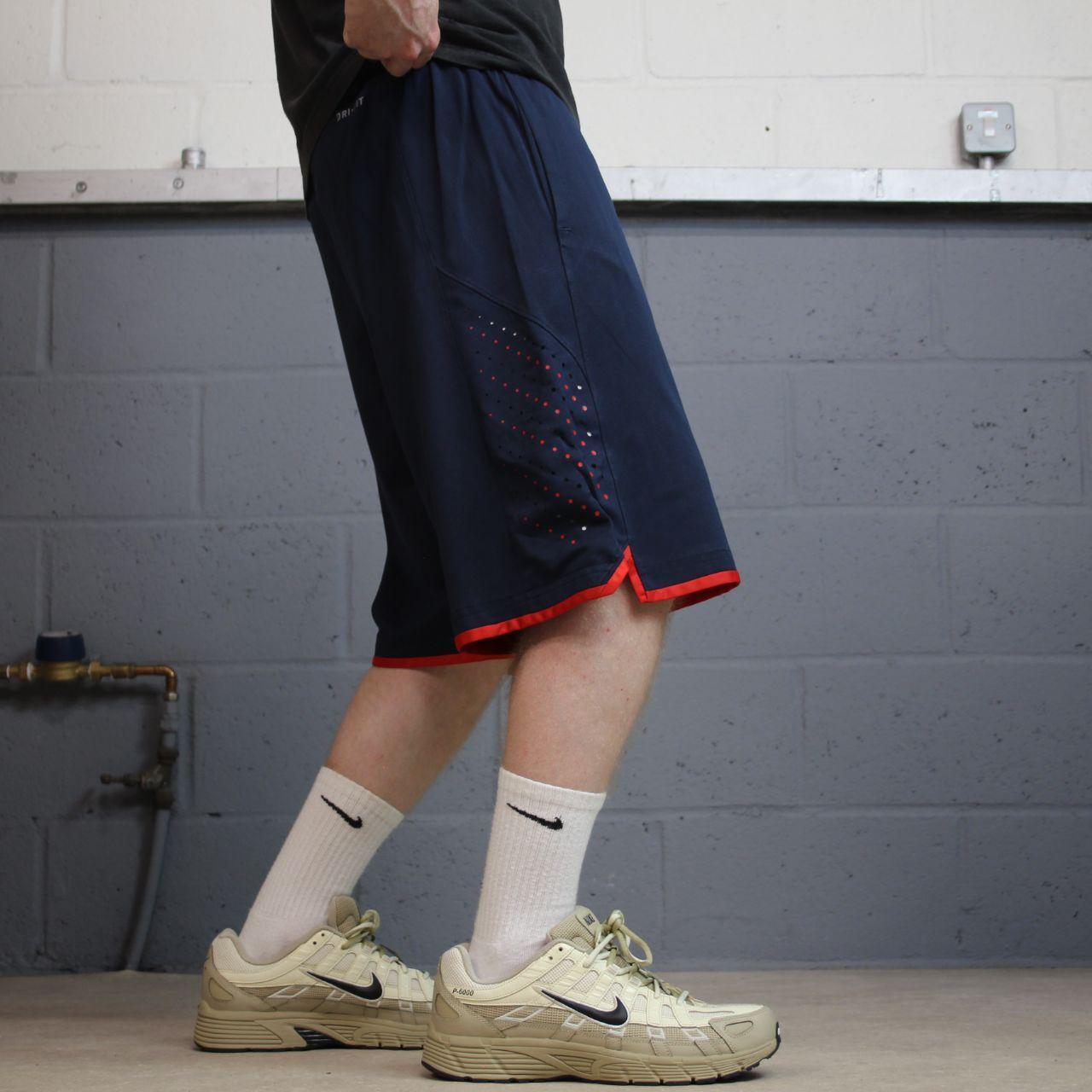 Nike basketball style shorts y2k loose navy Long leg Dri-Fit comfy floaty summer gym shorts