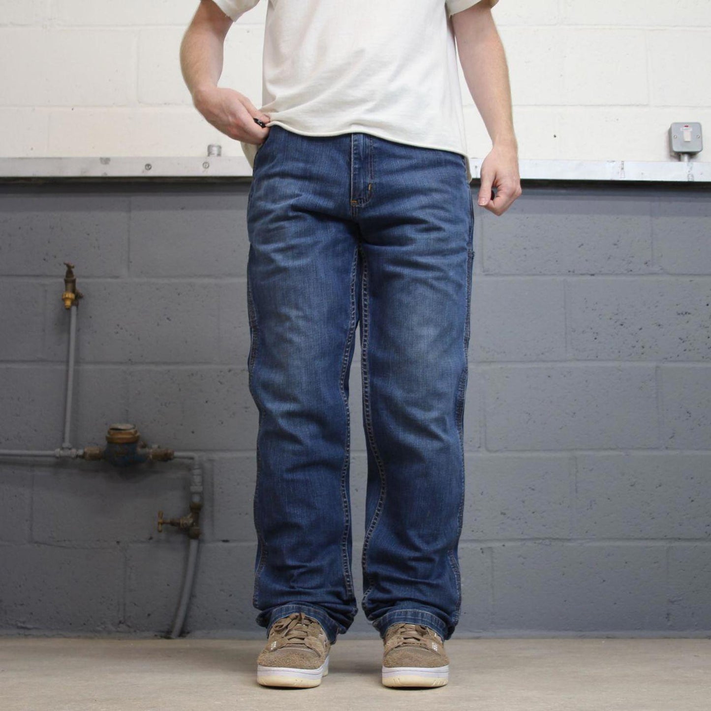 Mens Carhartt carpenter jeans W34L36 blue denim relaxed 90s style cargos