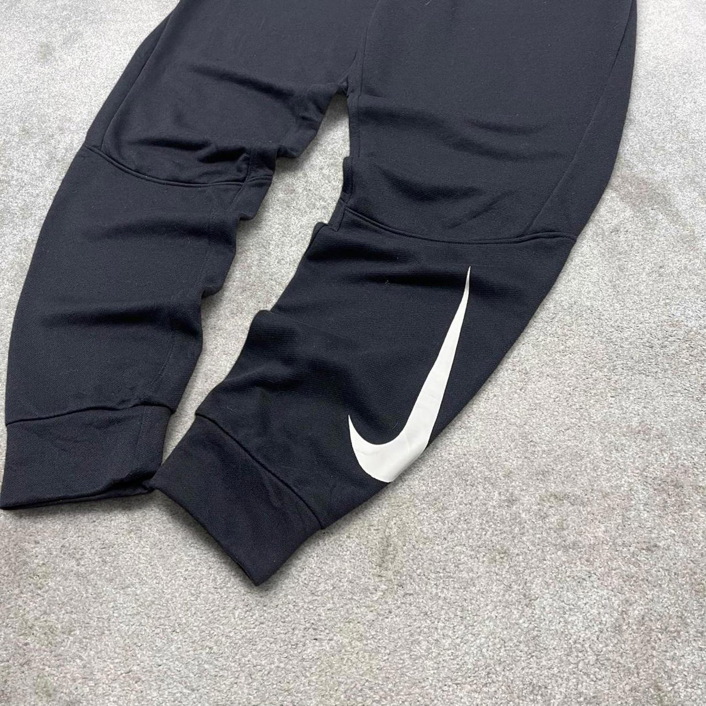 00s Nike tracksuit bottoms y2k M loose black joggers print Swoosh logo gym wear trackies