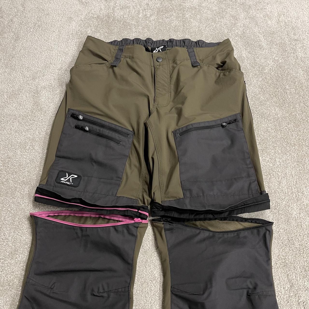 Convertible technical hiking pants y2k green RVRC trouser shorts with zip of legs
