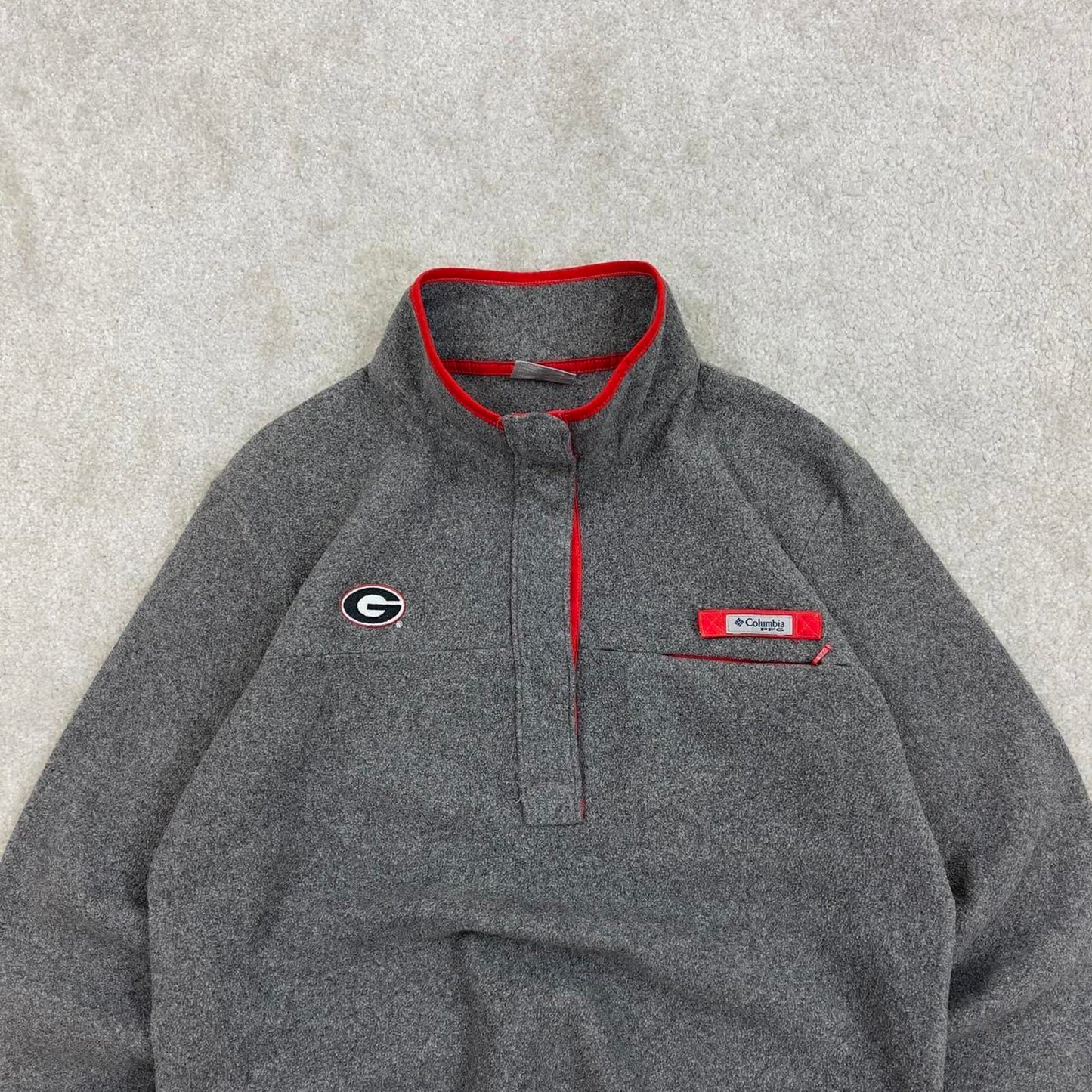Grey Columbia PFG technical fleece Large snap T pull over y2k autumn style popper neck