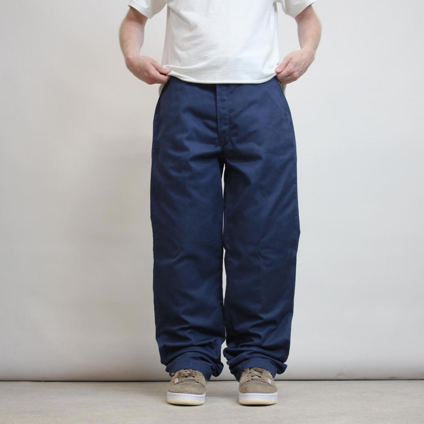 Navy Dickies Pants W36L34 loose flannel lined chino trousers