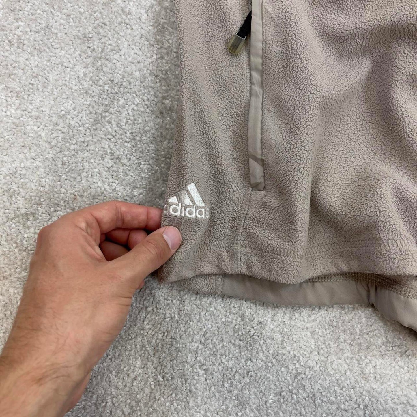 Beige Adidas technical fleece gilet Medium men's full zip up autumn fall fashion