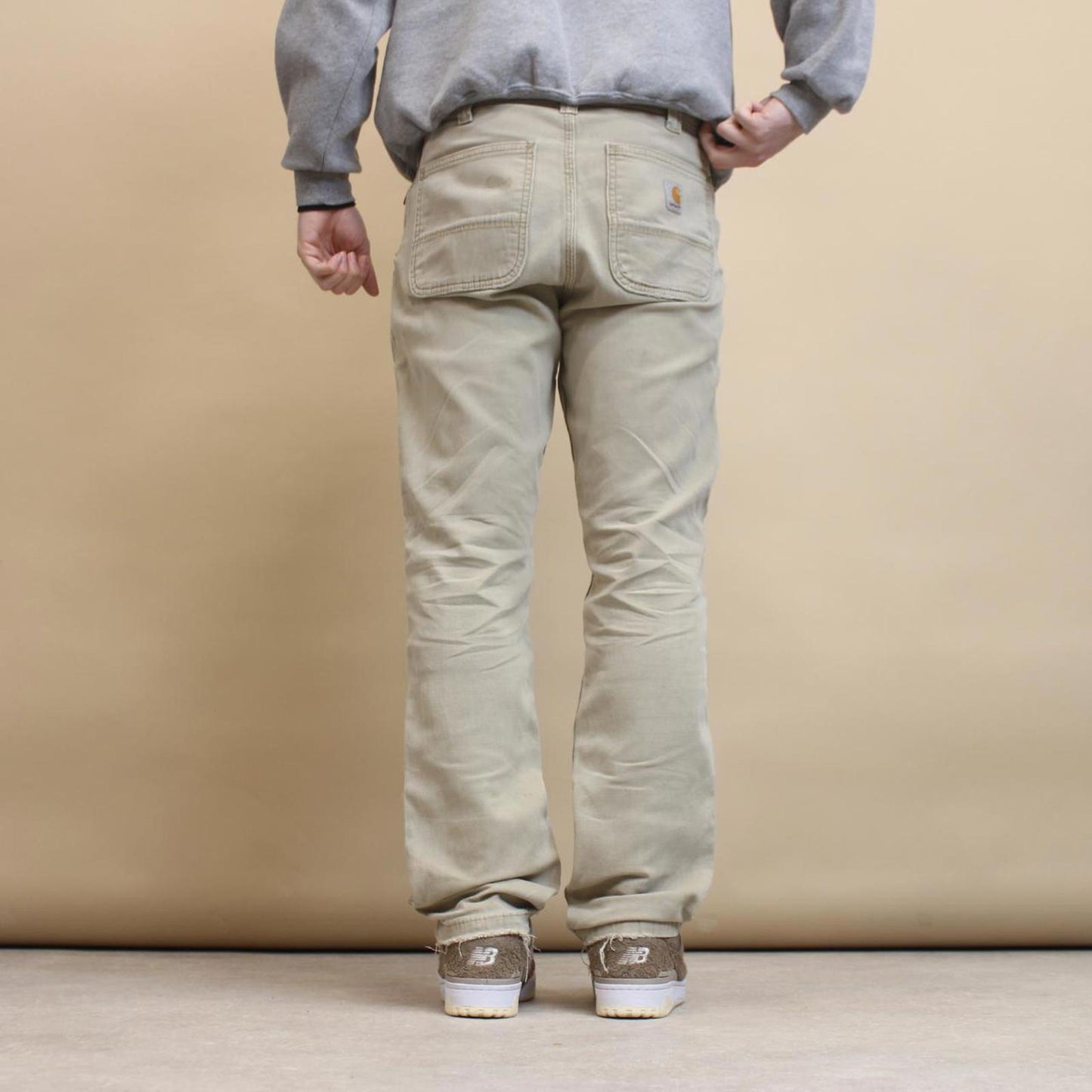 Tan Carhartt trousers W32L32 slim cargo pants patch logo