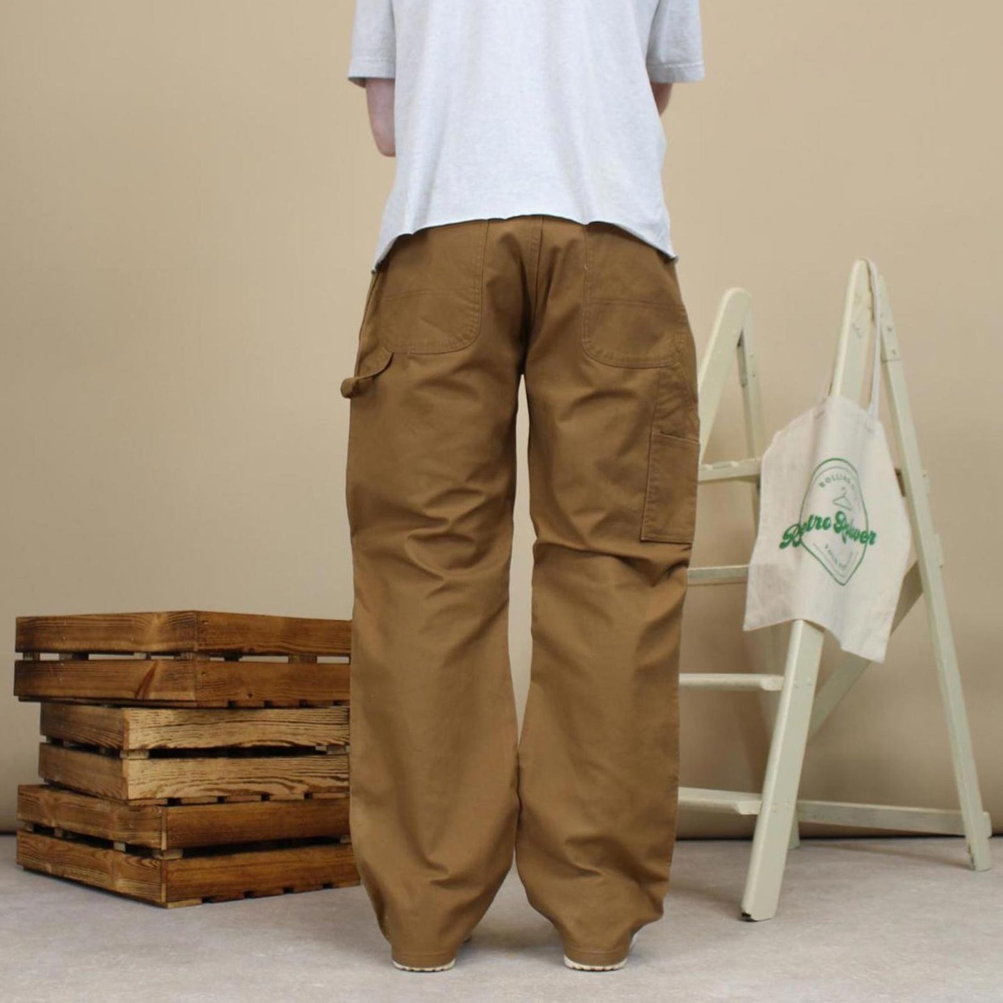 Tan Dickies carpenter jeans W36L32 loose canvas skater style cargos