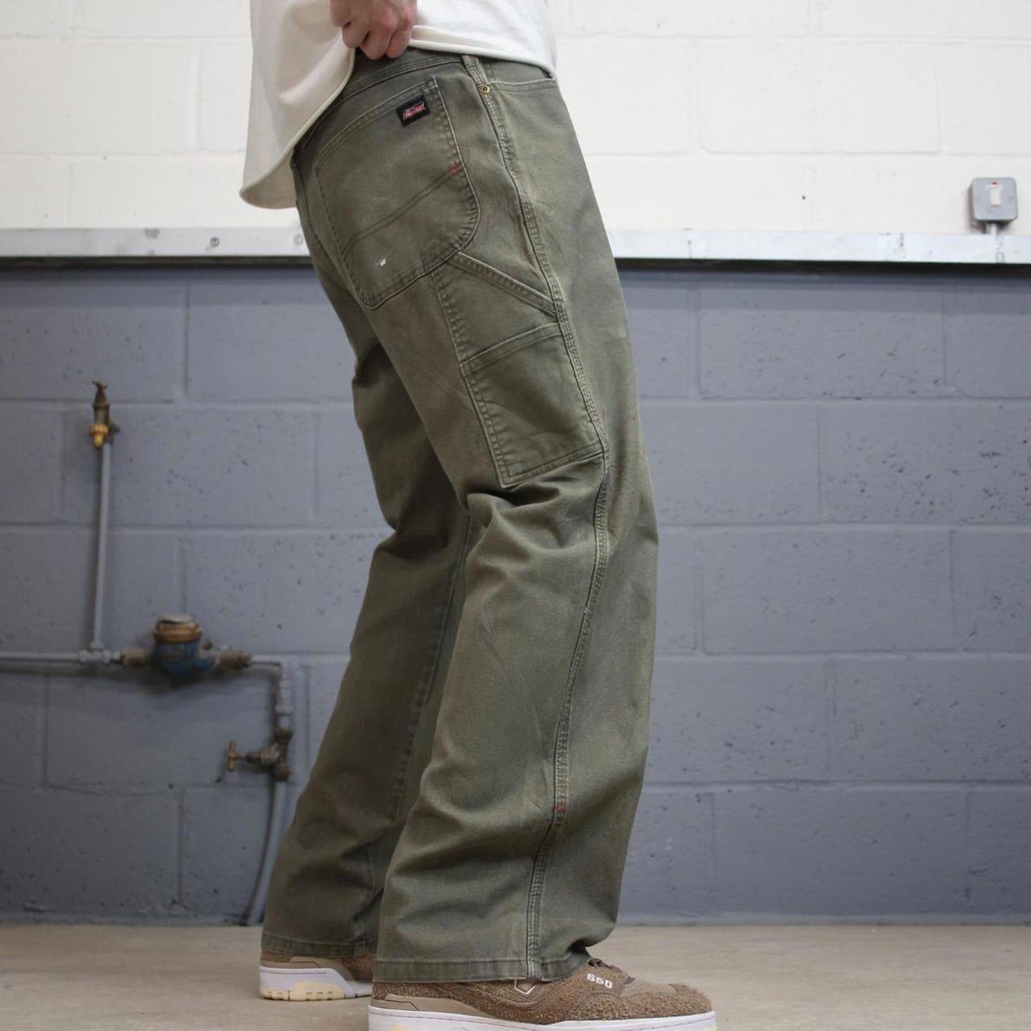 Loose Dickies carpenter jeans W36L30 90s skate style green thick canvas cargos