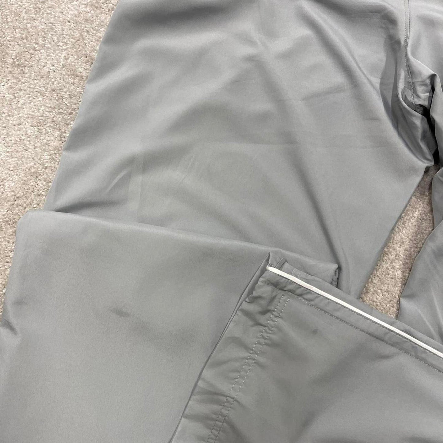 Y2k baggy Nike tracksuit bottoms grey Loose wide-leg lined embroidered stripe track pants