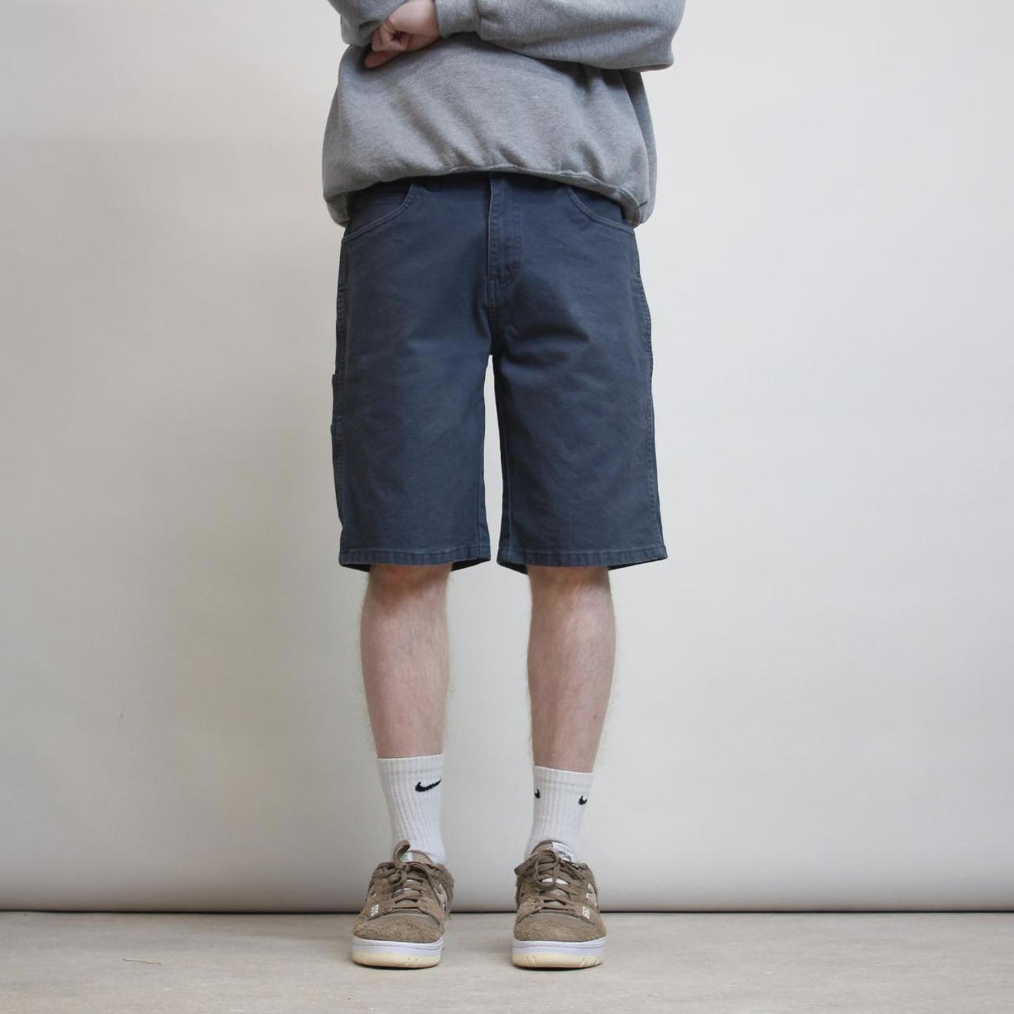 Mens Dickies carpenter shorts W32 navy grey canvas skater style jorts