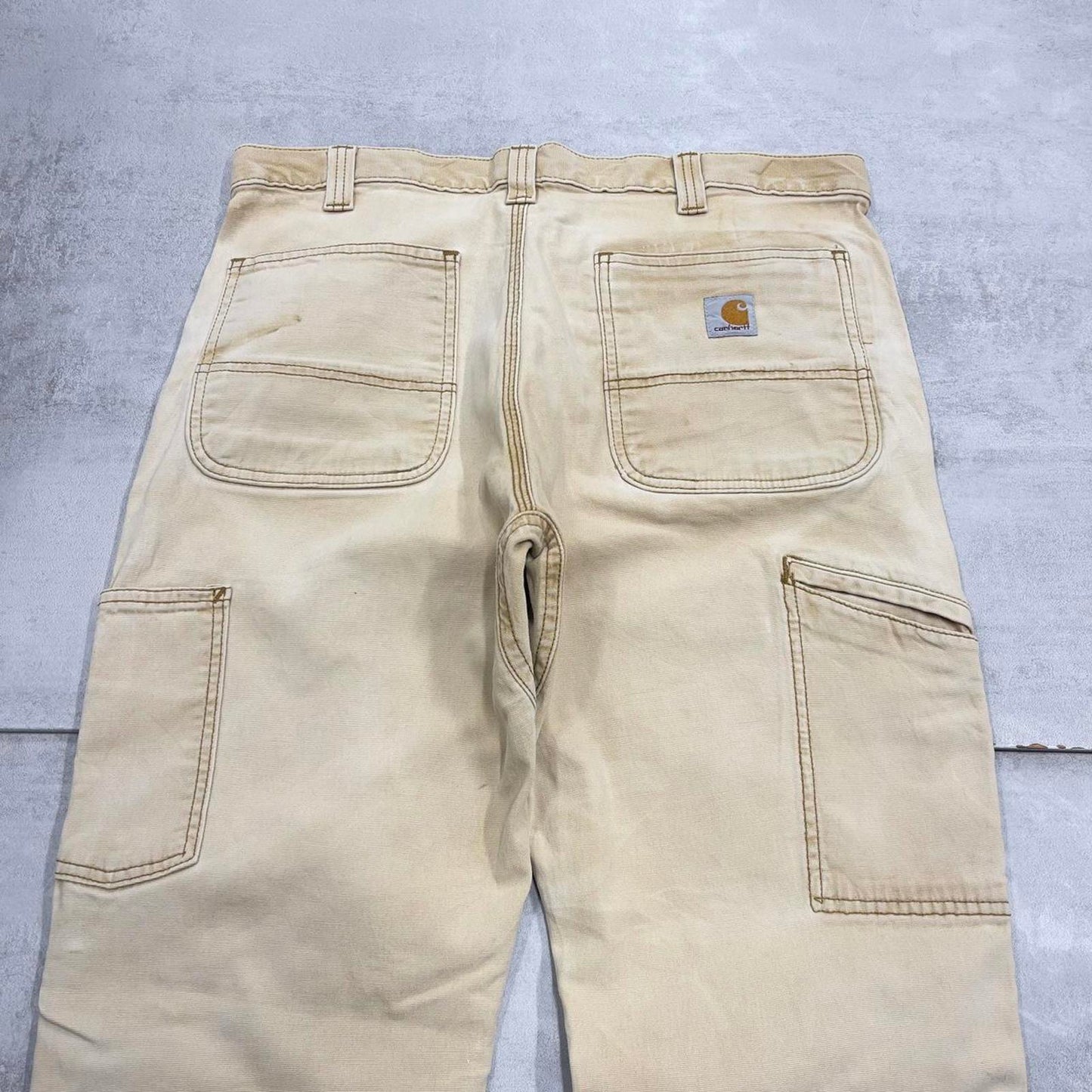 Cream Carhartt double knee carpenter jeans W34
