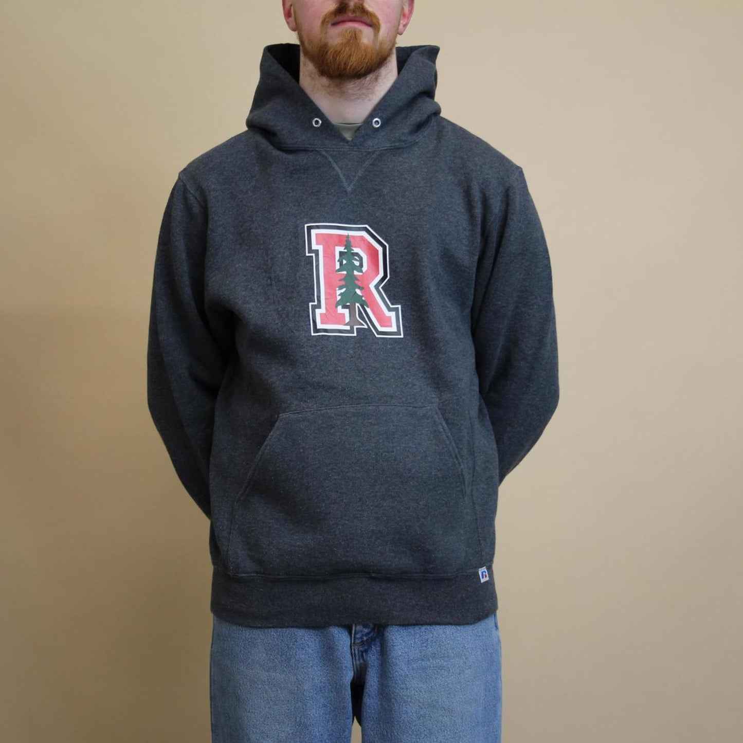 Grey vintage Russell hoodie M