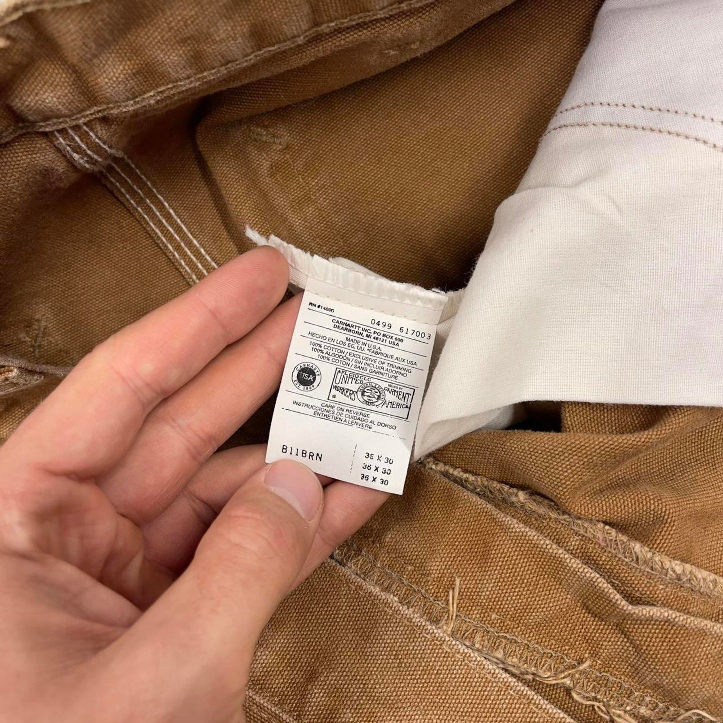 Vintage Tan baggy Carhartt carpenter jeans W36L30 1999 skater style loose leg cargos