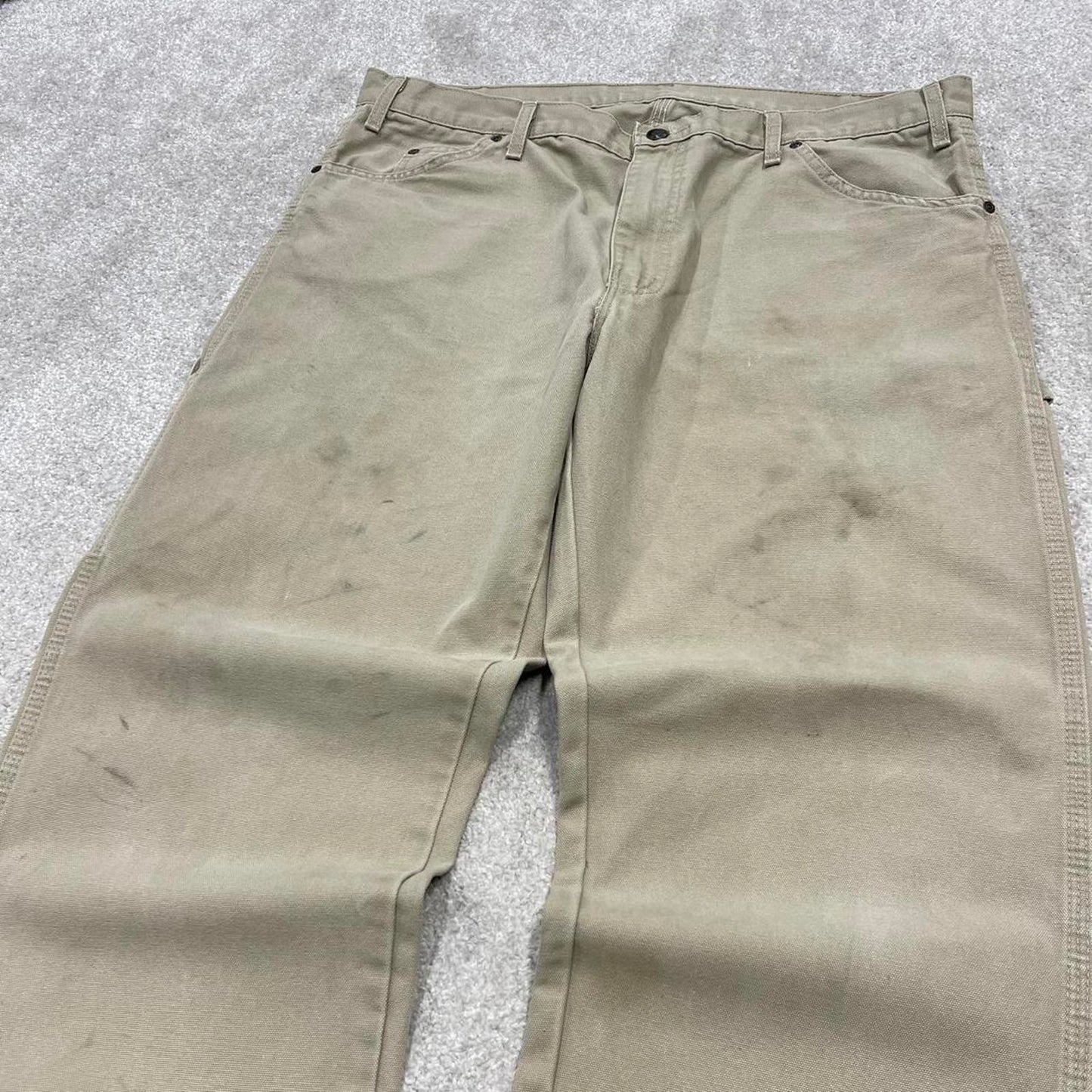 Dickies carpenter jeans W38L30 beige loose canvas 90s skate style cargo pants