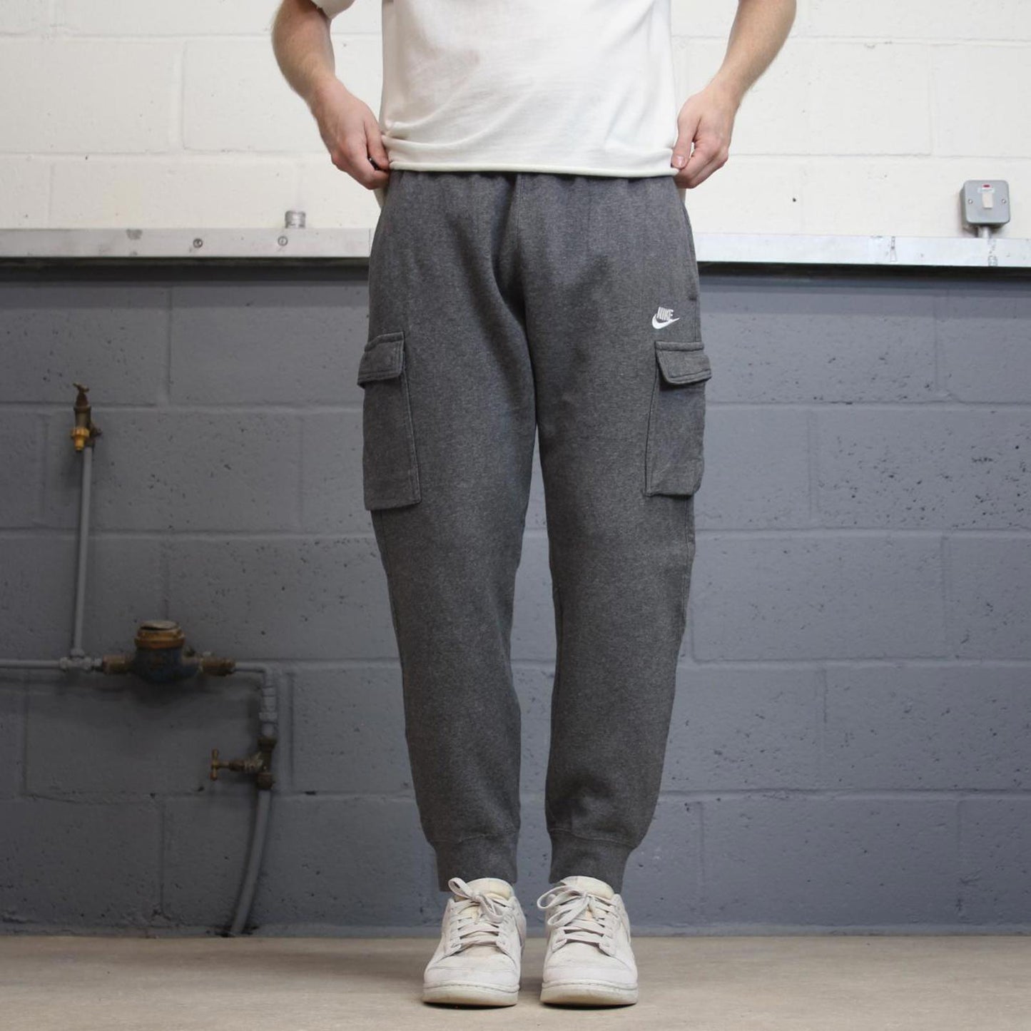 Y2k Grey Nike Cargo Joggers Medium Mens sweatpants embroidered logo