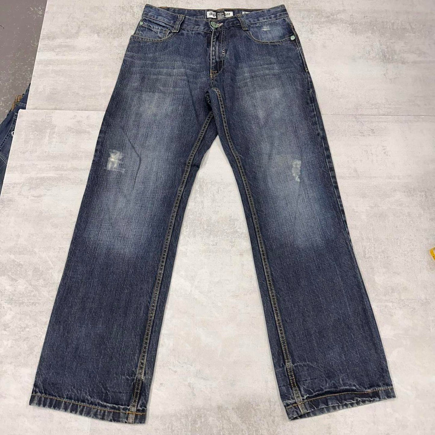 Blue A. Prodigee jeans W30L30 Y2K distressed style hip hop jeans