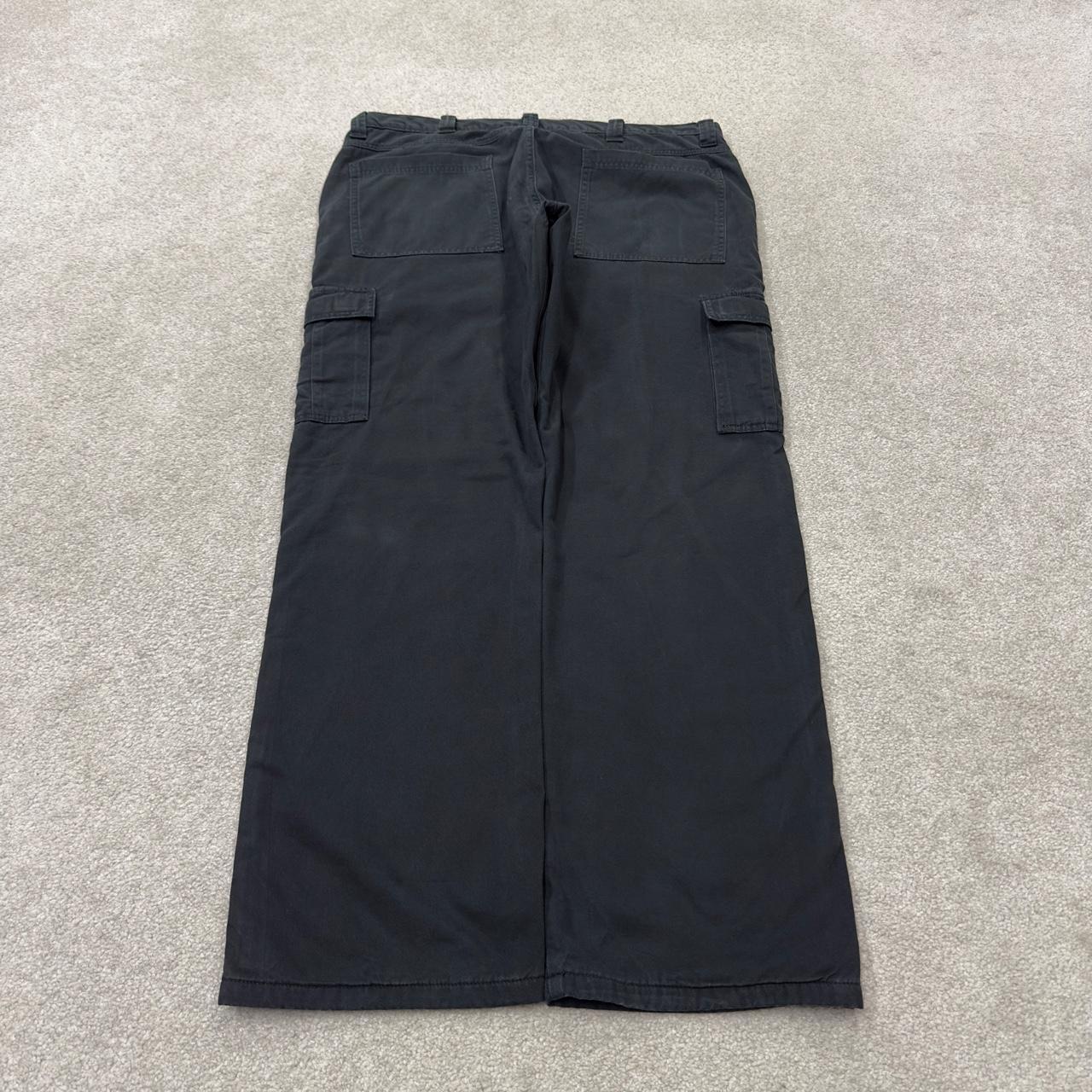 Wrangler flannel lined cargo pants y2k black Loose leg 2000s style skater work pants