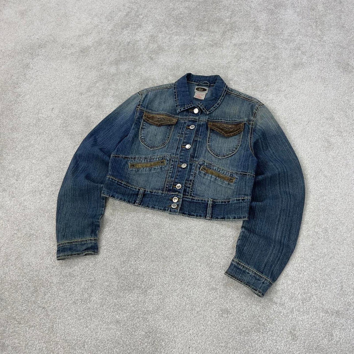 Elite Jeans denim jacket 2X women's blue western Cinch denim cowgirl cropped jacket