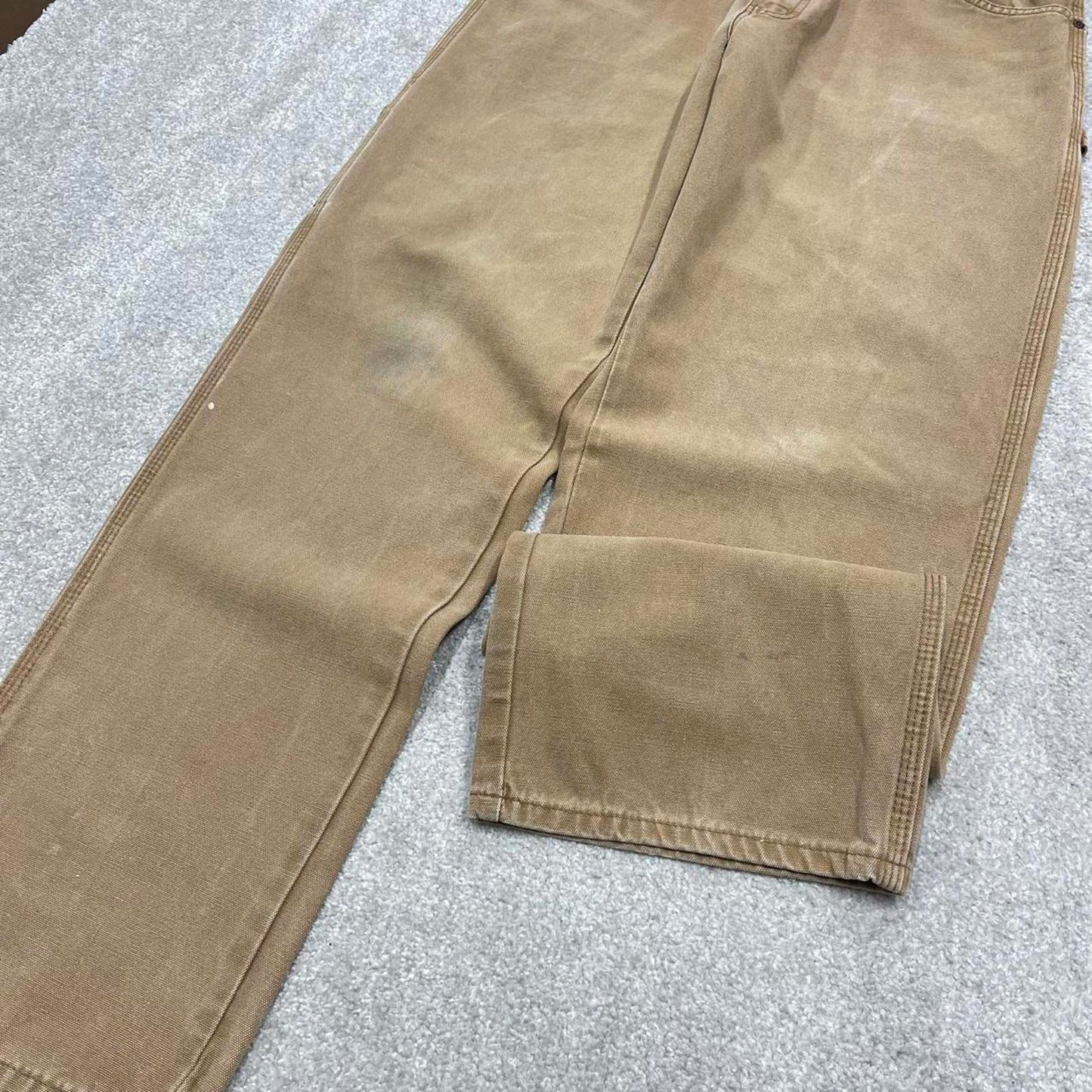 90s baggy Dickies carpenter jeans W36L34 00s skate style tan brown canvas worker cargos