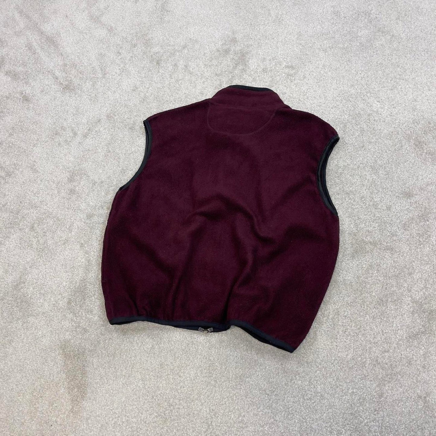 Y2K Champion technical fleece gilet M burgundy men’s zip up embroidered logo outdoors hiking autumn