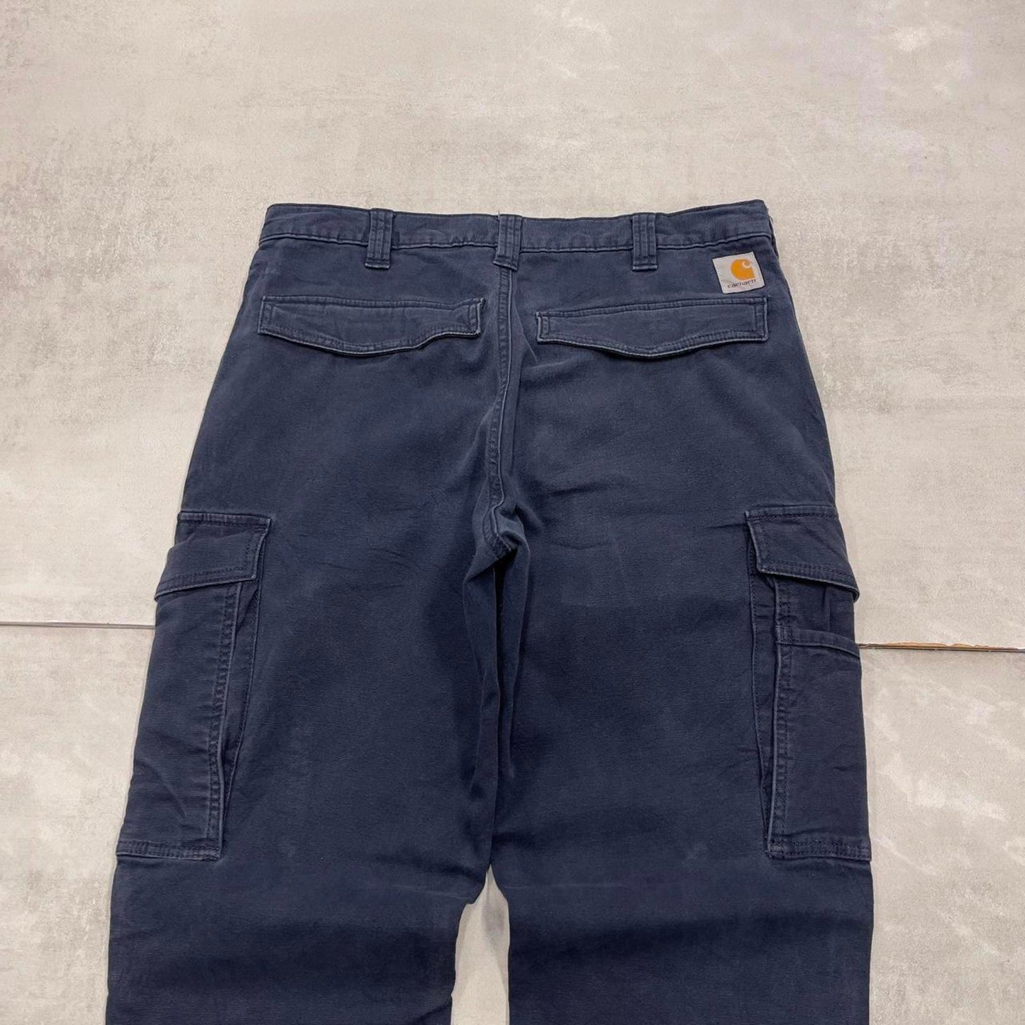 Navy Carhartt cargo pants W32L28 relaxed fit 90s 00s skater style cargos trousers utility workwear