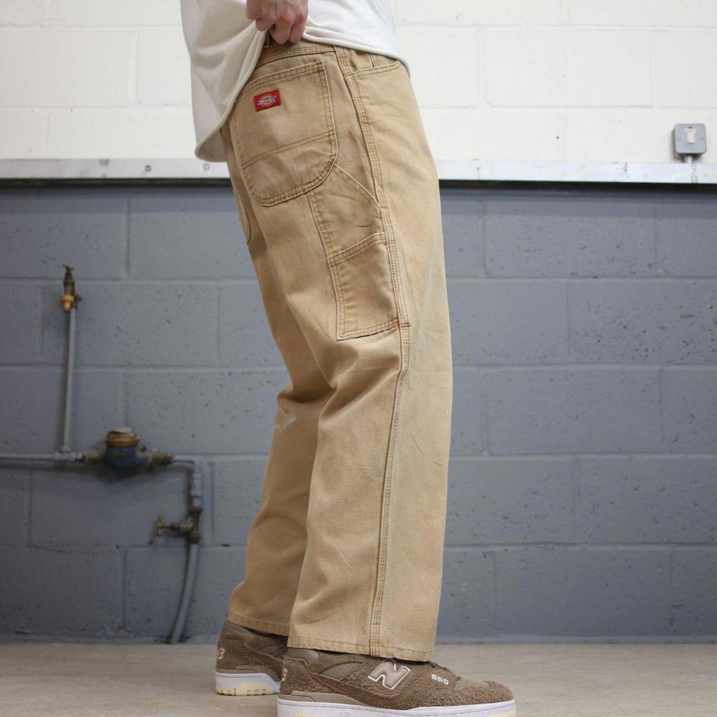 Tan Dickies carpenter jeans W36L27 loose canvas 90s skater style cargo pants