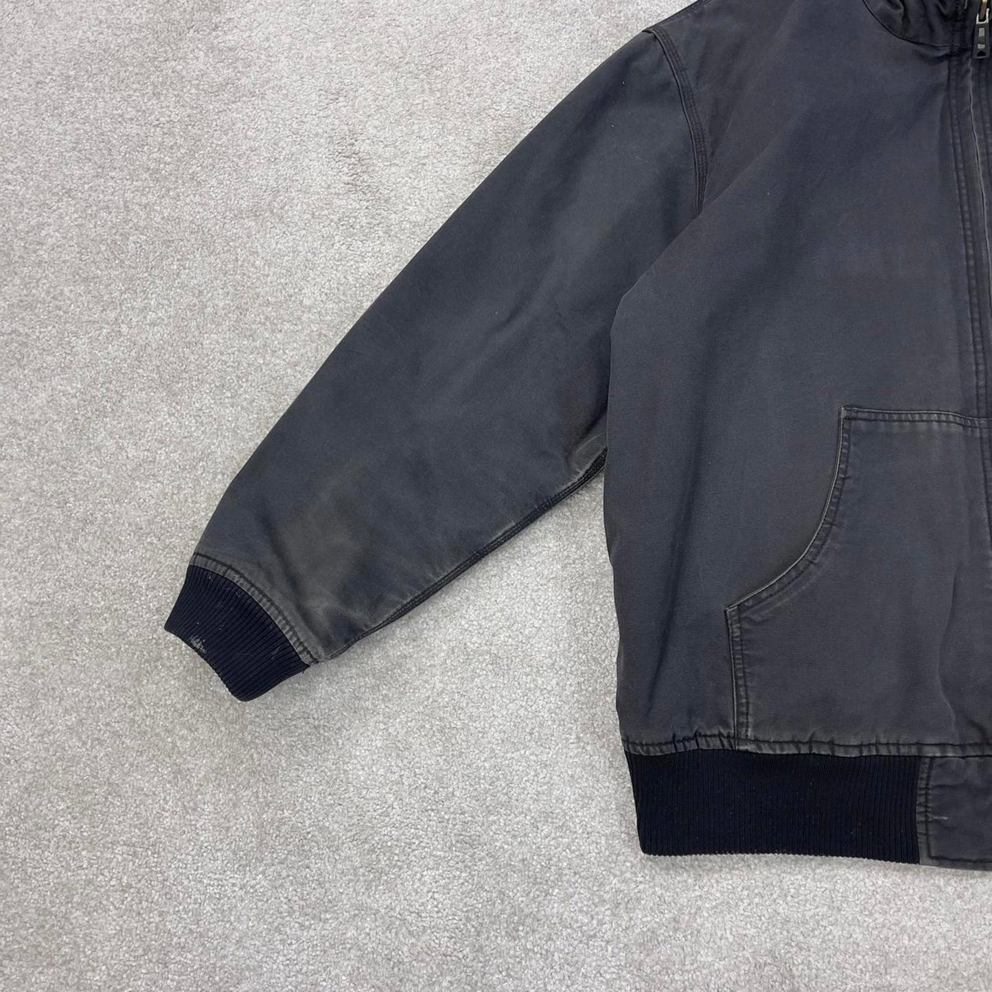 Charcoal grey Carhartt hooded active jacket XL duck canvas bomber
