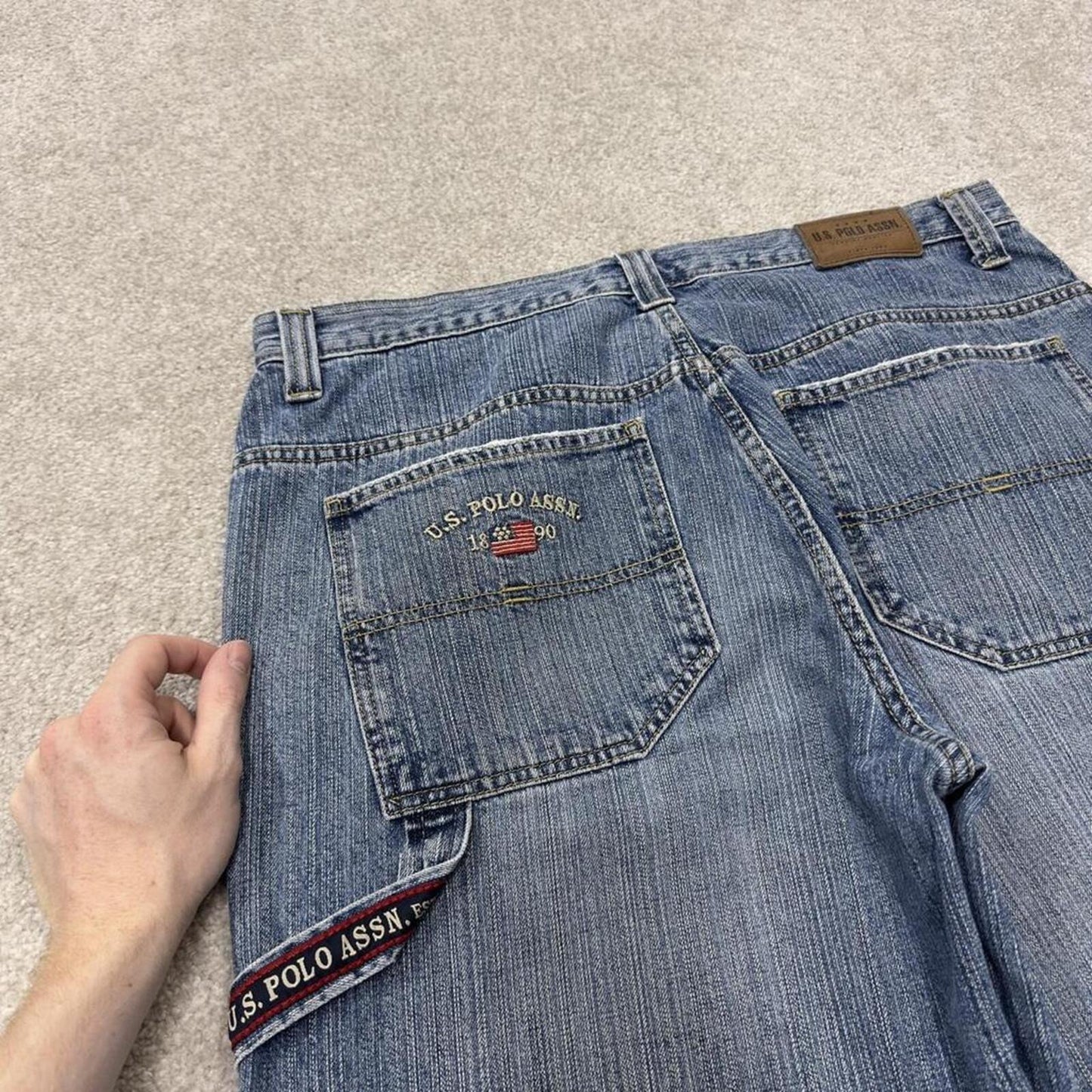 Denim Y2K carpenter shorts baggy blue U.S. POLO ASSN cargo summer festival shorts