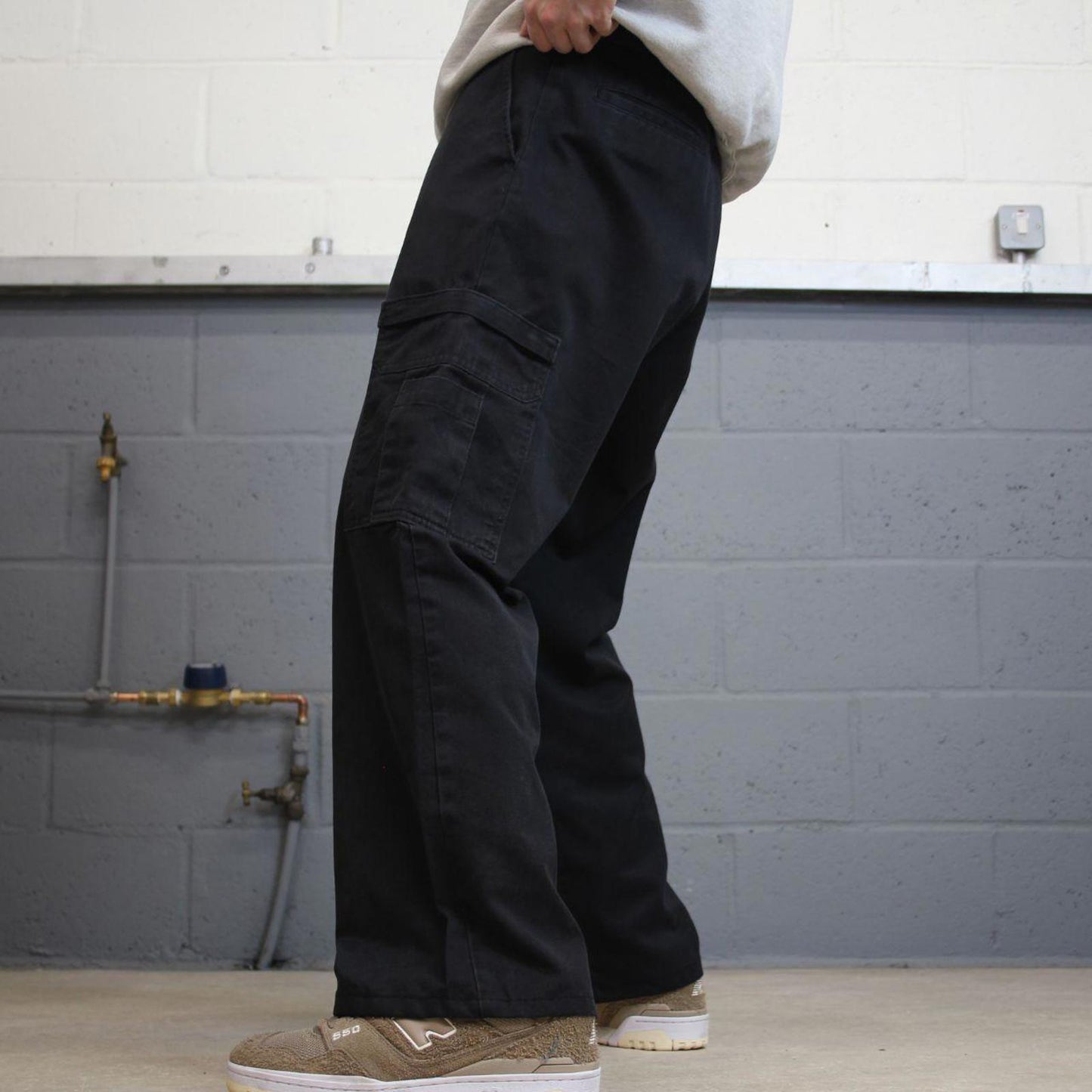 90s Dickies cargo trousers loose W36L28 black wide leg cargo skater twill chino style pants