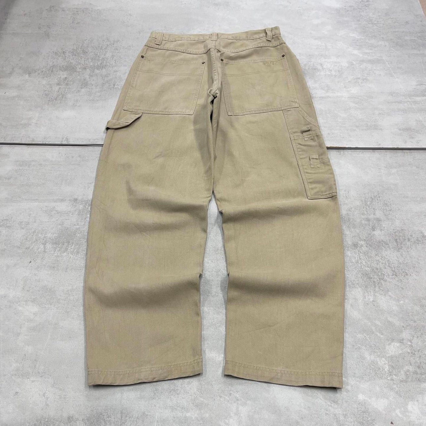 Beige Results carpenter jeans W33L32 baggy cargo skater style jeans