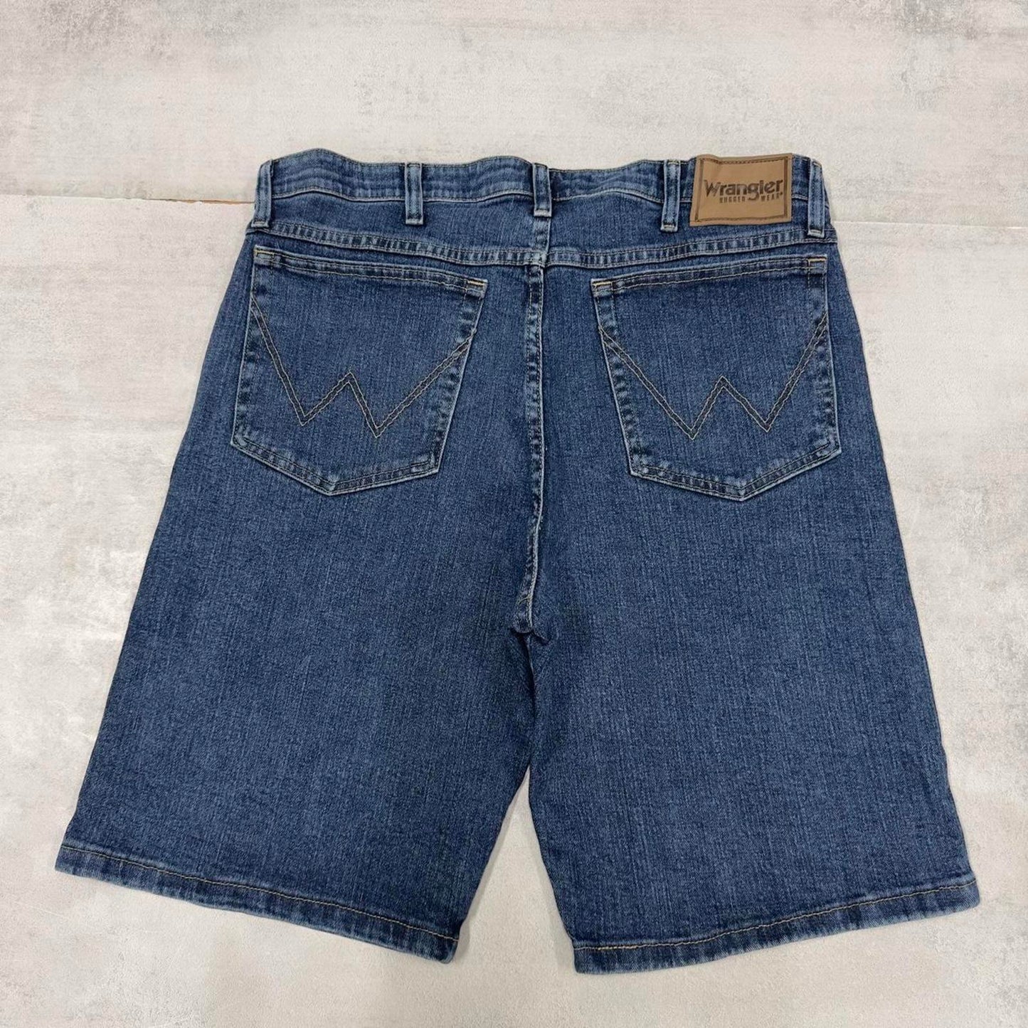 Mens Wrangler jorts W34 blue loose denim skater style shorts