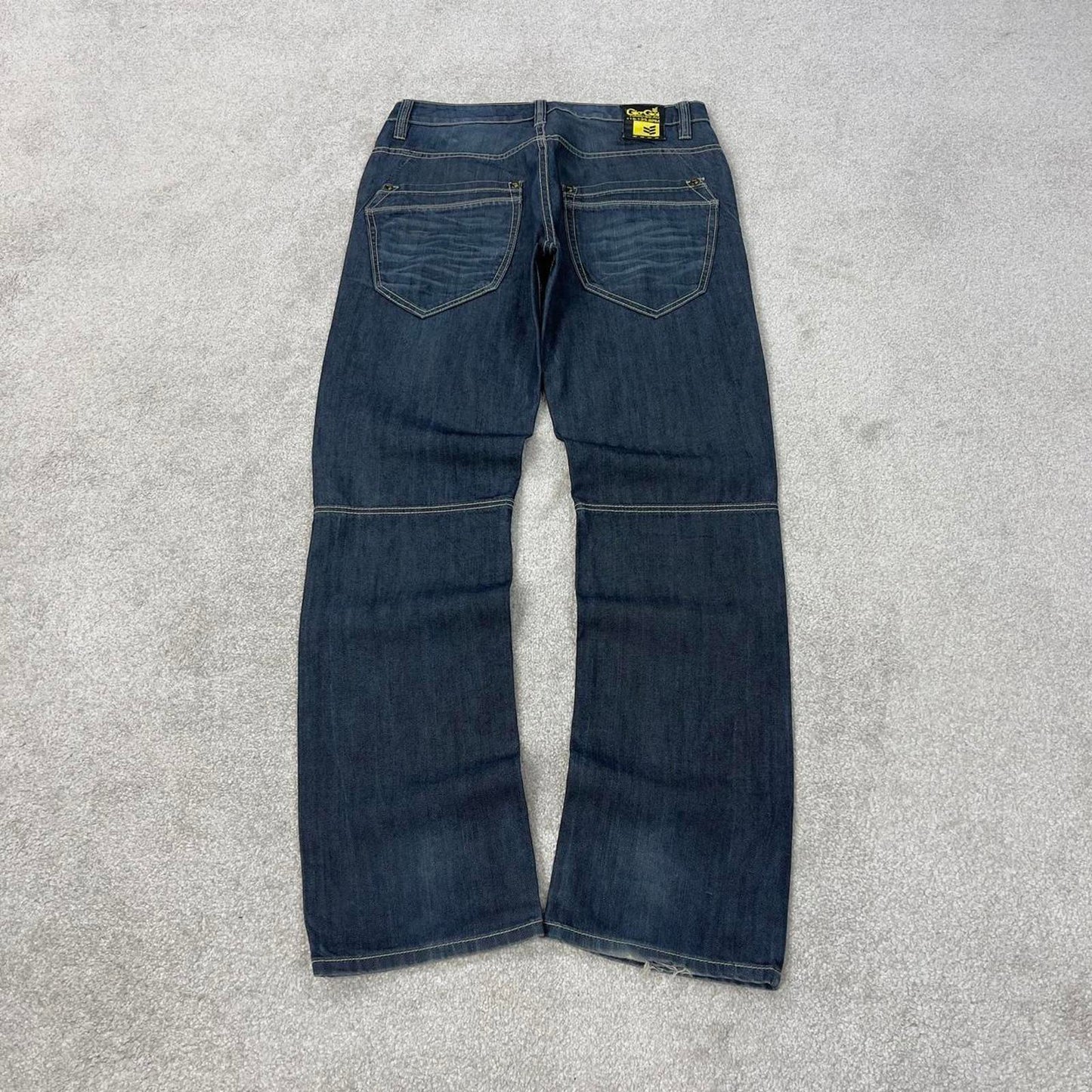 Blue Gio Goi jeans W34L34 blue loose straight y2k 00s style jeans waist patch