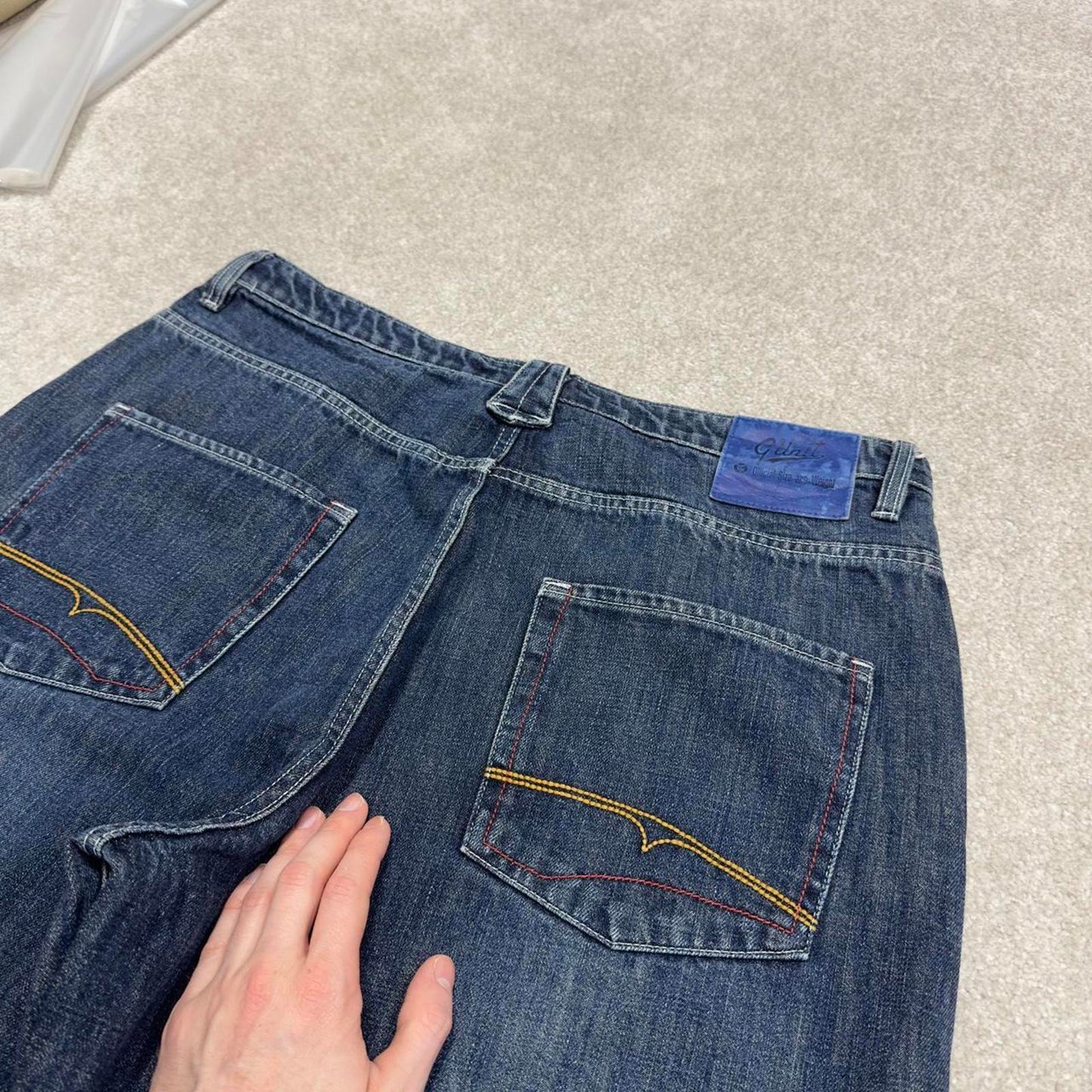 Y2K baggy skate jeans wide leg blue Loose G Unit denim skater style pants