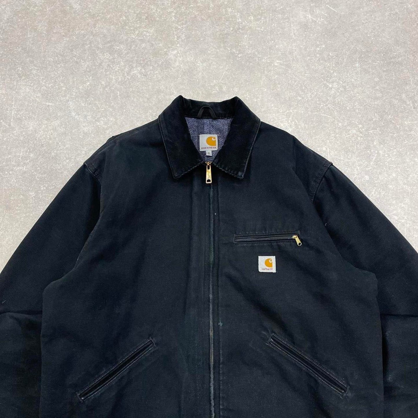 Vintage black Carhartt Detroit jacket XL blanket lined canvas American USA