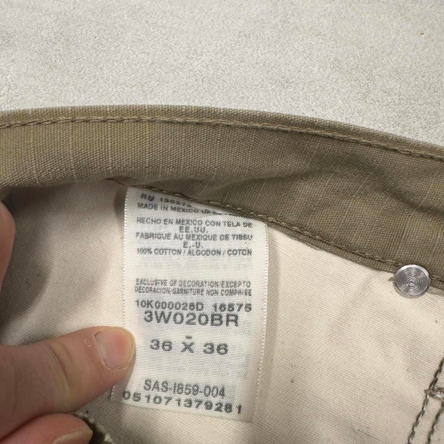 Khaki Wrangler carpenter Jorts W36