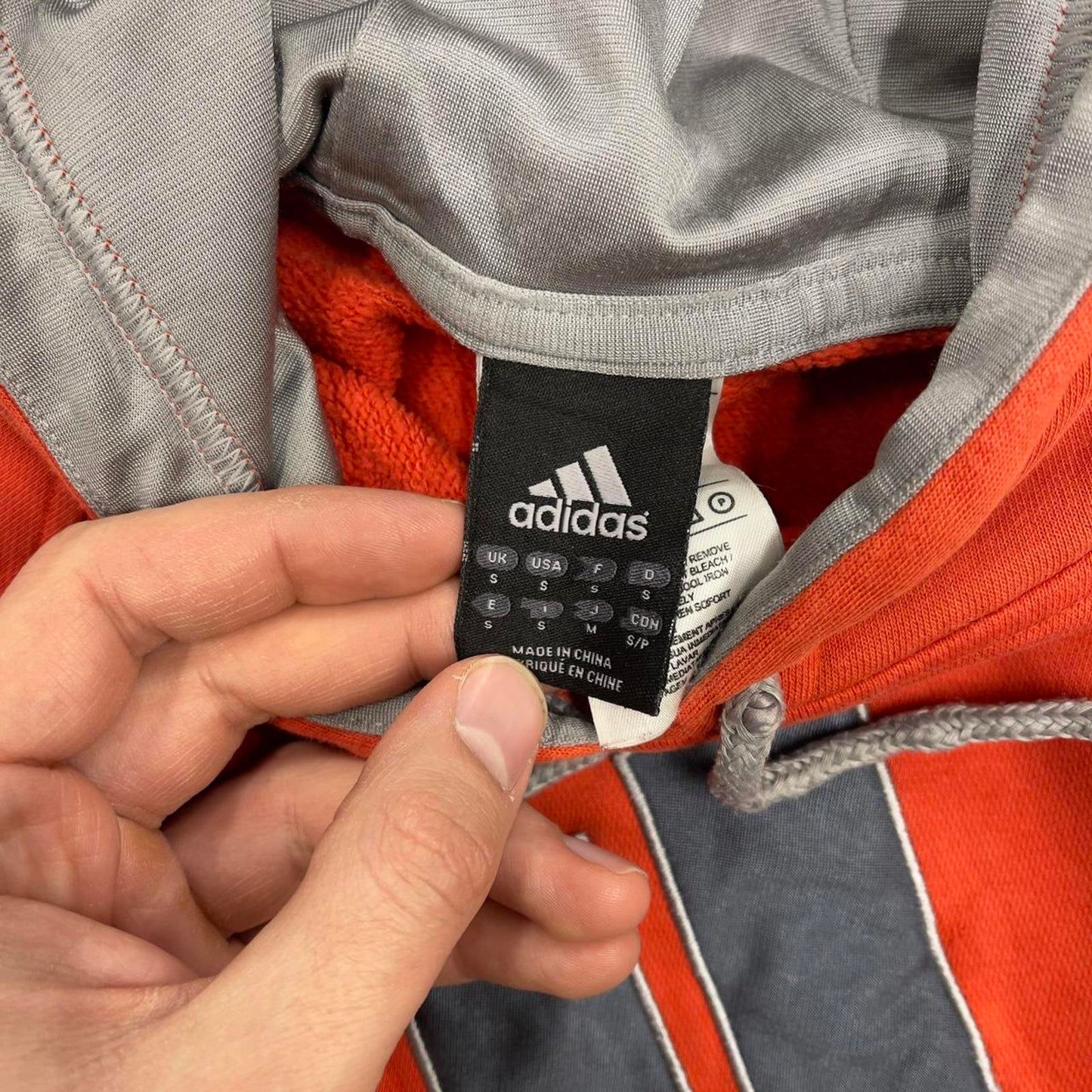 Orange Adidas hoodie S y2k pullover jumper embroidered logo