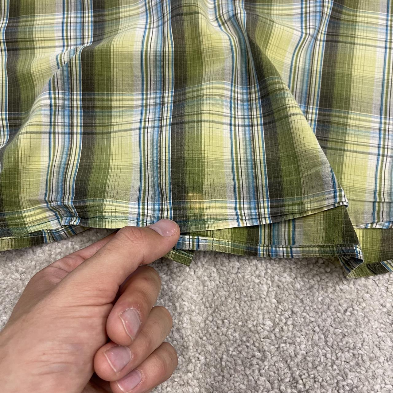Columbia checkered short sleeve shirt green Surf style check shirt button down summer festival