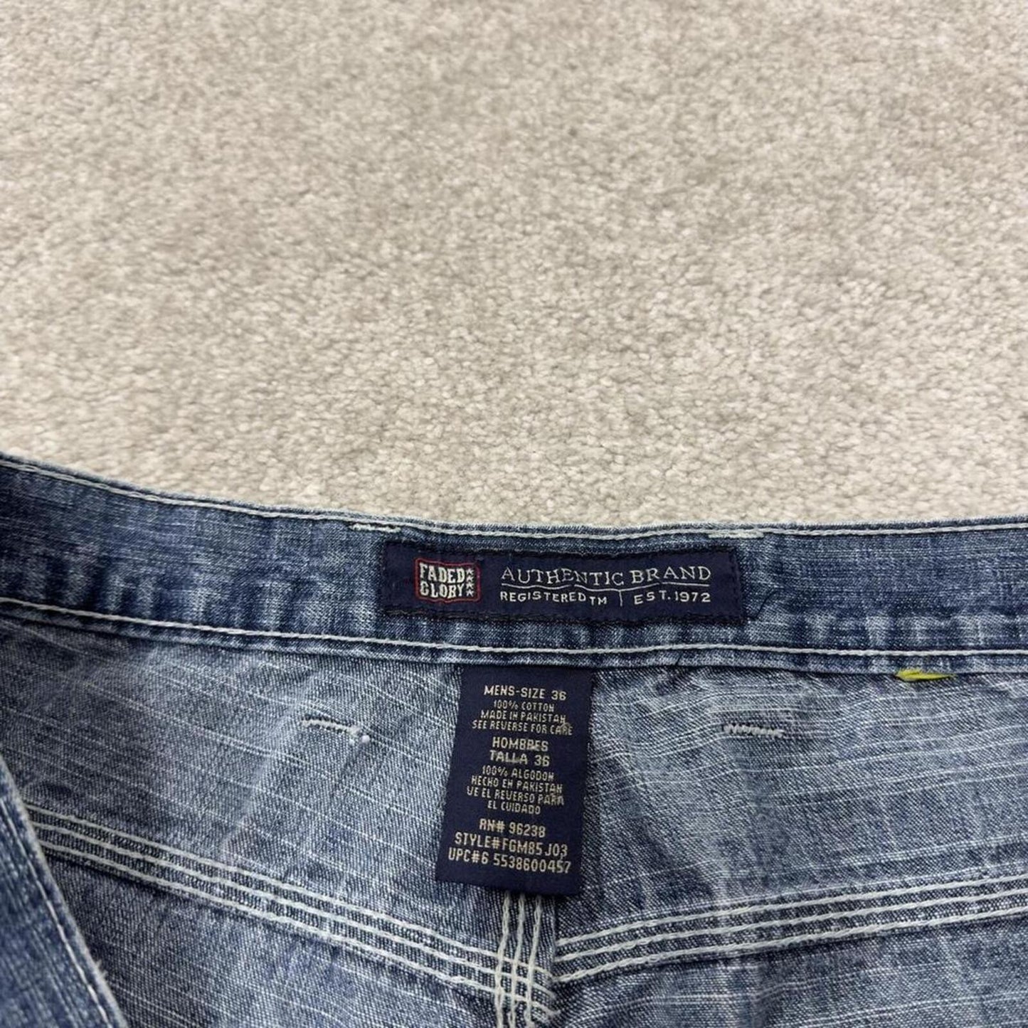 Denim carpenter shorts cargo loose blue Faded Glory skater style surf jorts