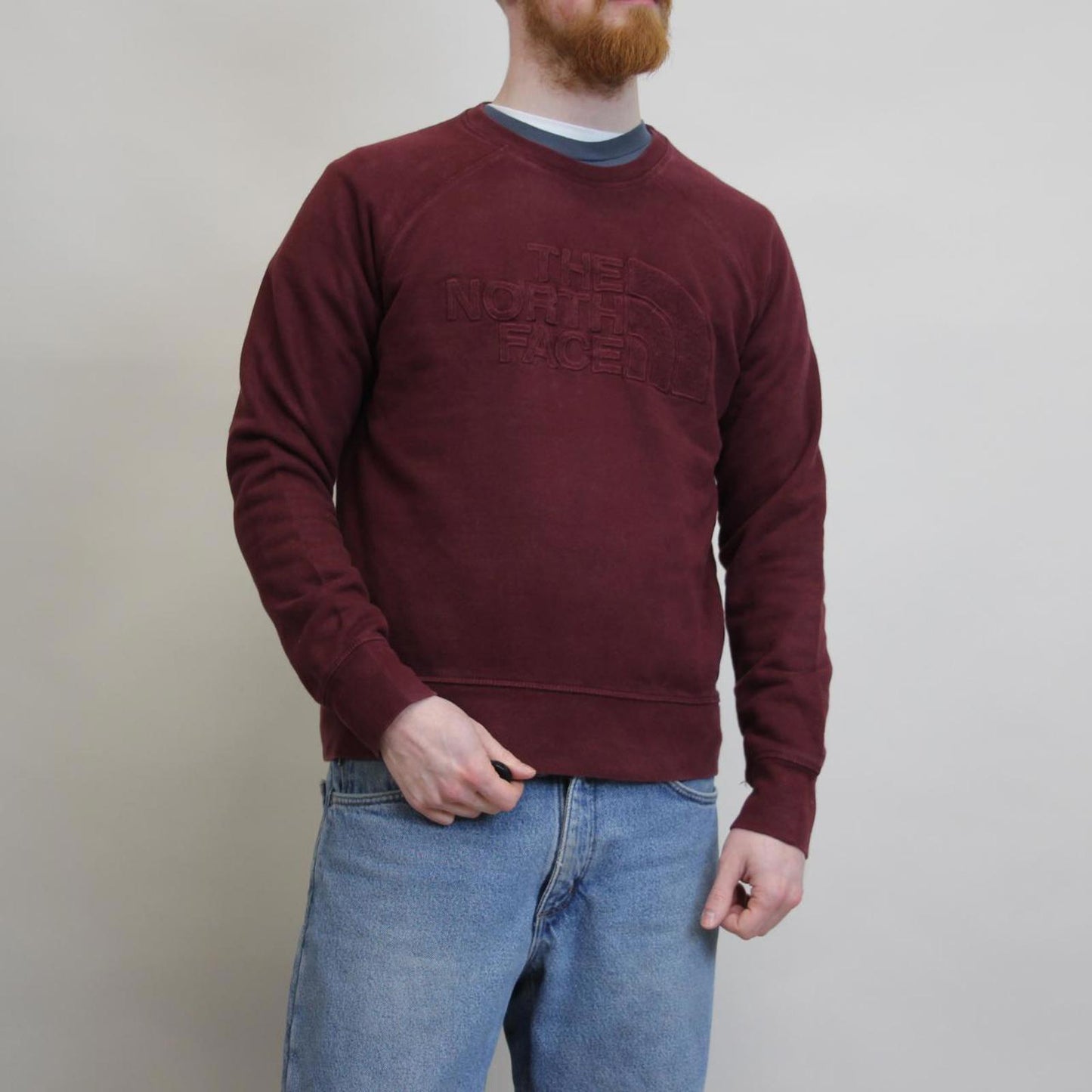 Burgundy North Face sweatshirt L womens pullover jumper embroidered tnf logo