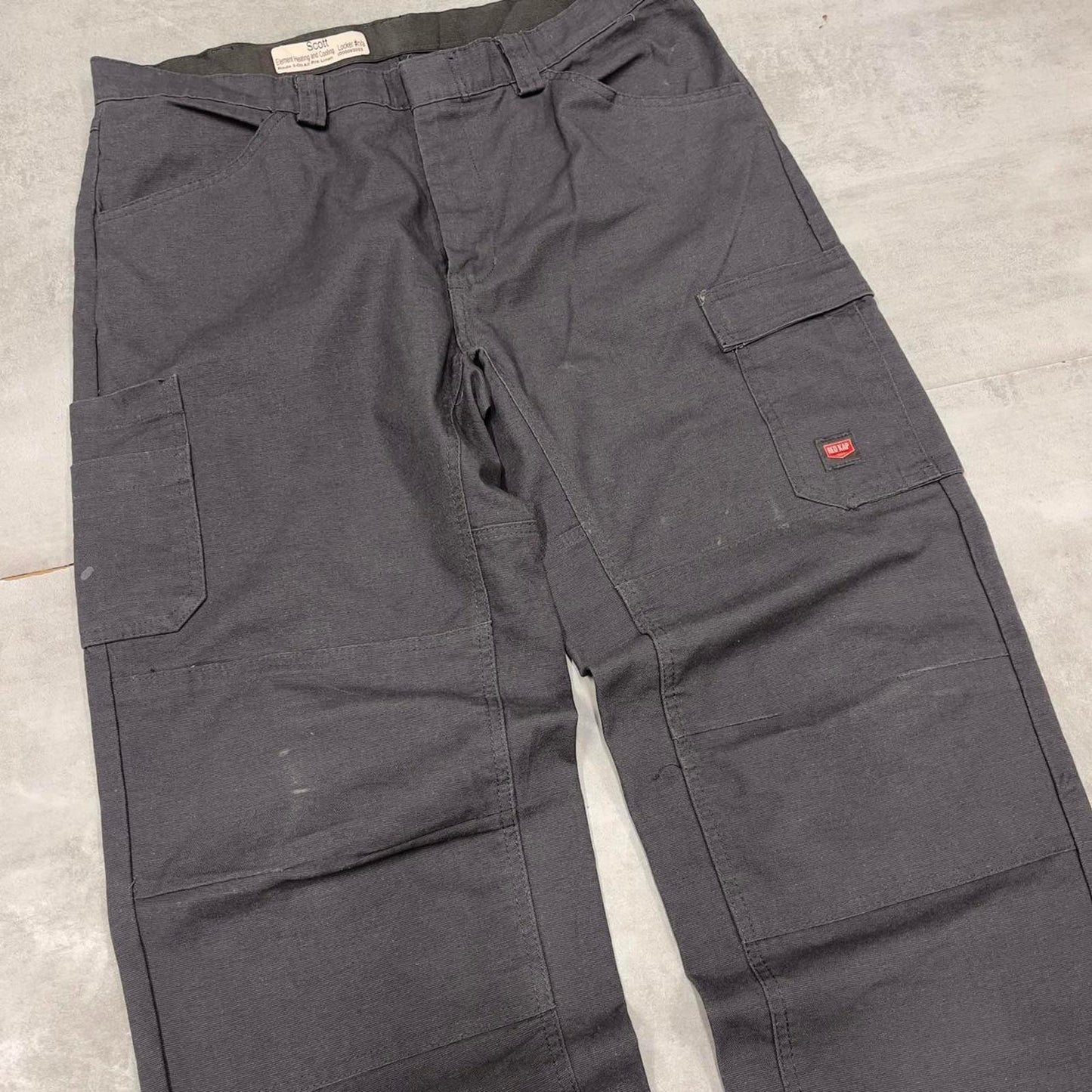 Baggy Red Kap cargo pants W38L30 grey loose leg y2k style double knee carpenter trousers