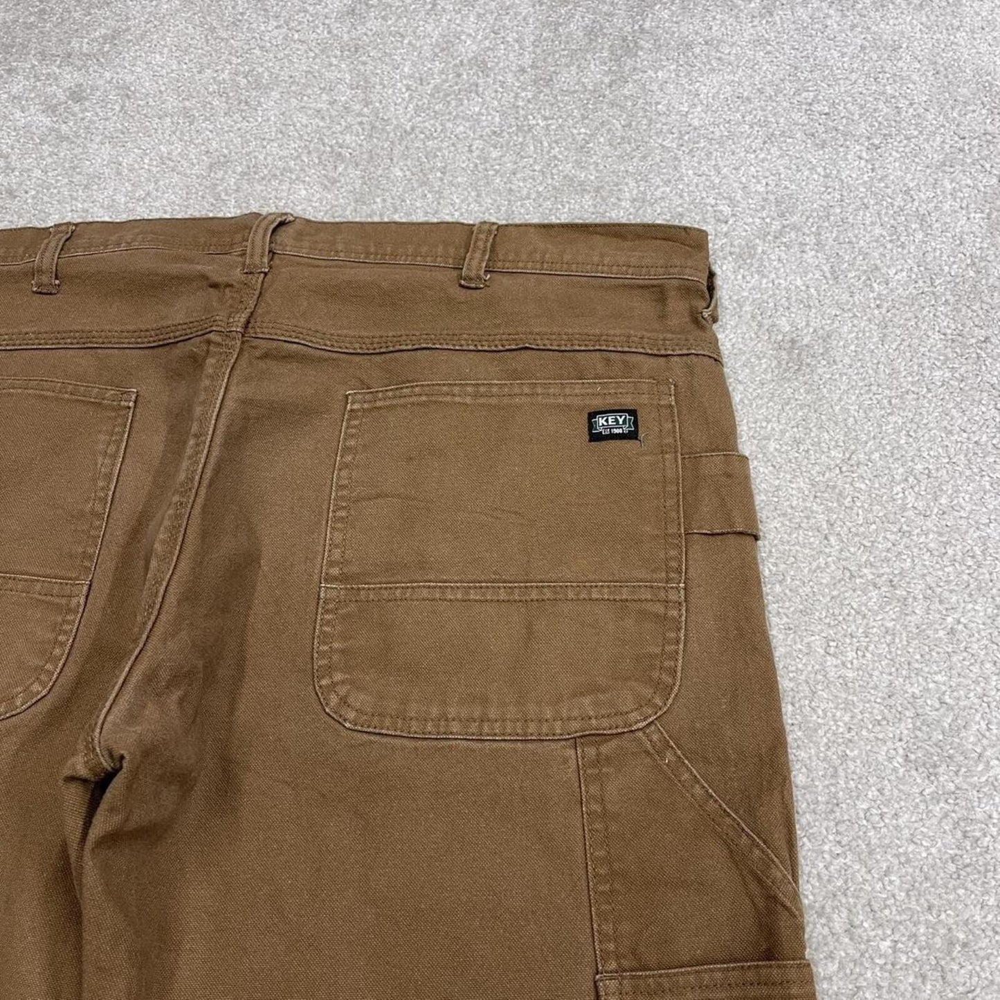 Carpenter shorts canvas y2k tan brown Key skater style cargo work shorts