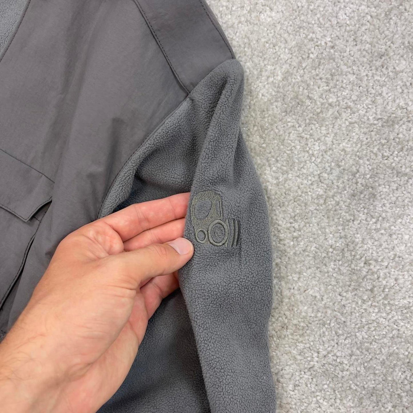 Grey Columbia technical zip up fleece Large y2k style autumn adjustable waist convert