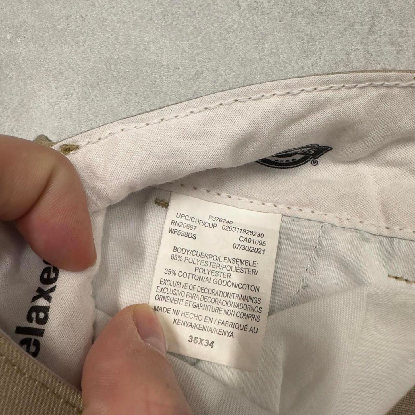 Dickies cargo skate Pants W36L34 Khaki twill style chino cargo trousers skater style