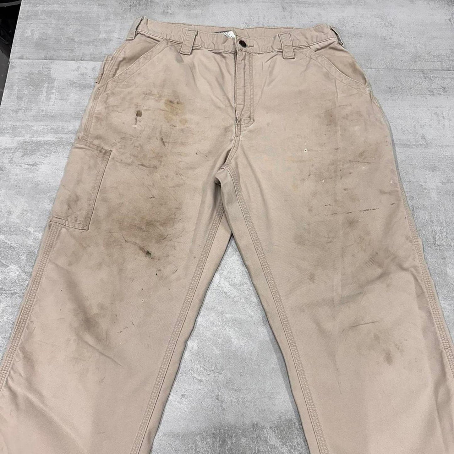 Beige Carhartt carpenter trousers W34L32 loose 90s style skater cargo pants
