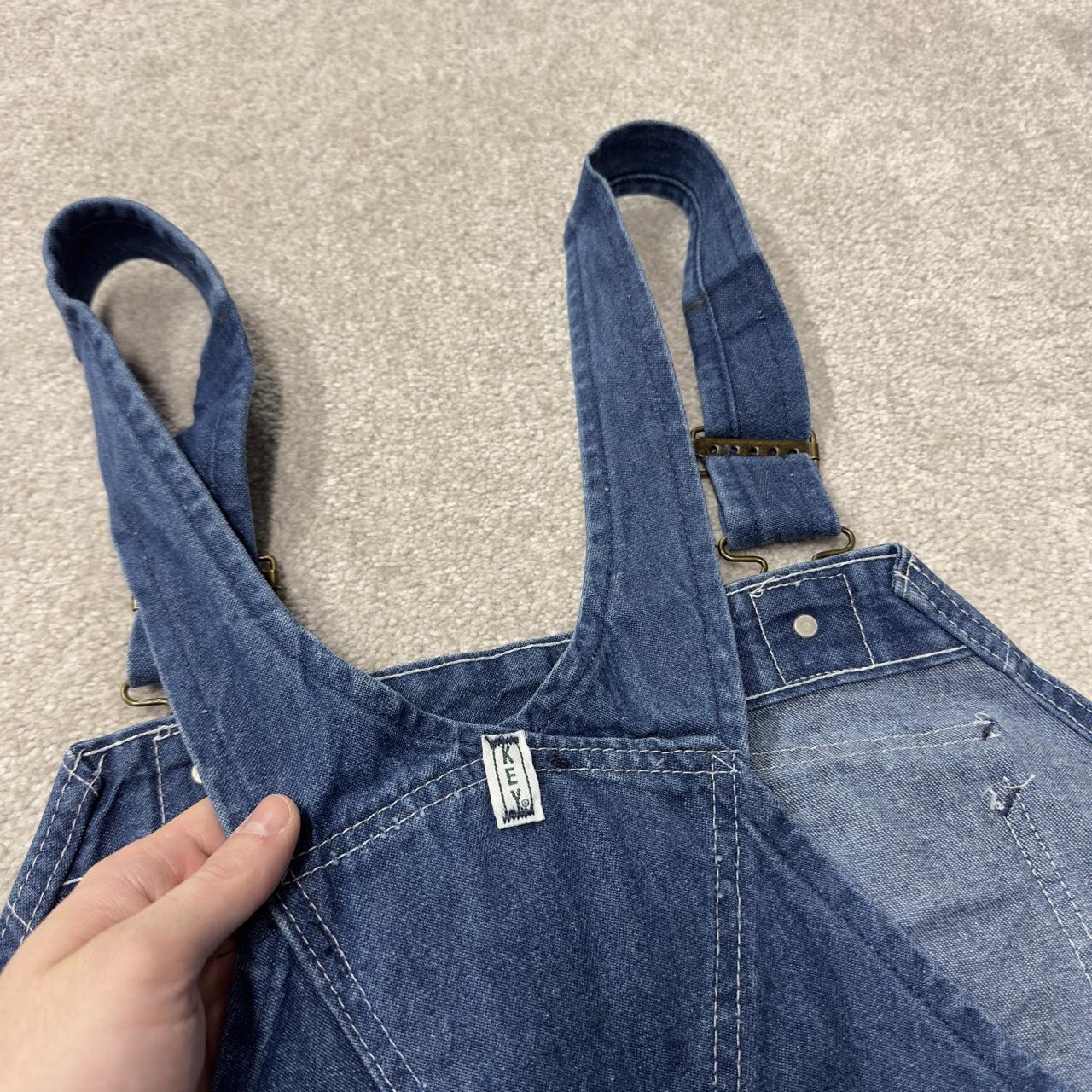 Vintage y2k denim dungarees loose fit blue Key workwear bib & brace overalls utility