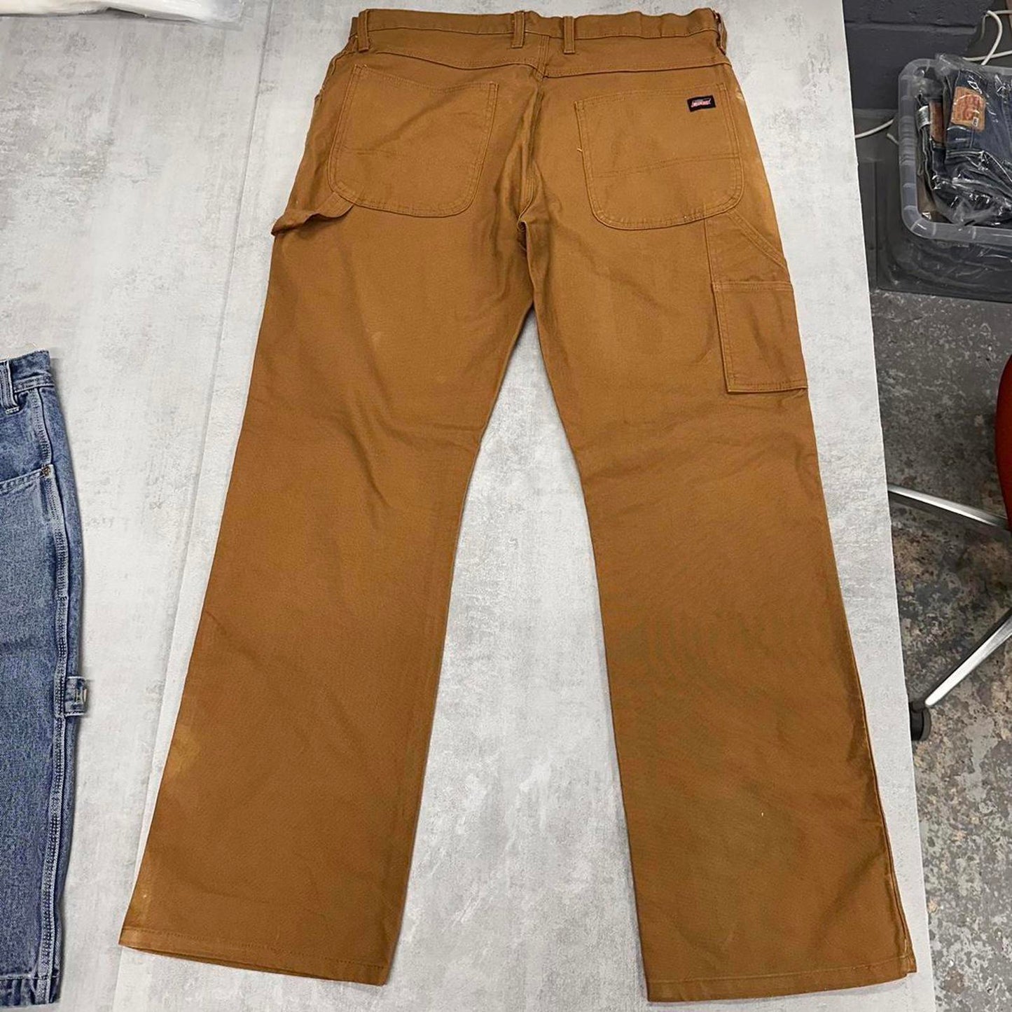 Tan Dickies carpenter jeans W36L32 loose canvas skater style cargos